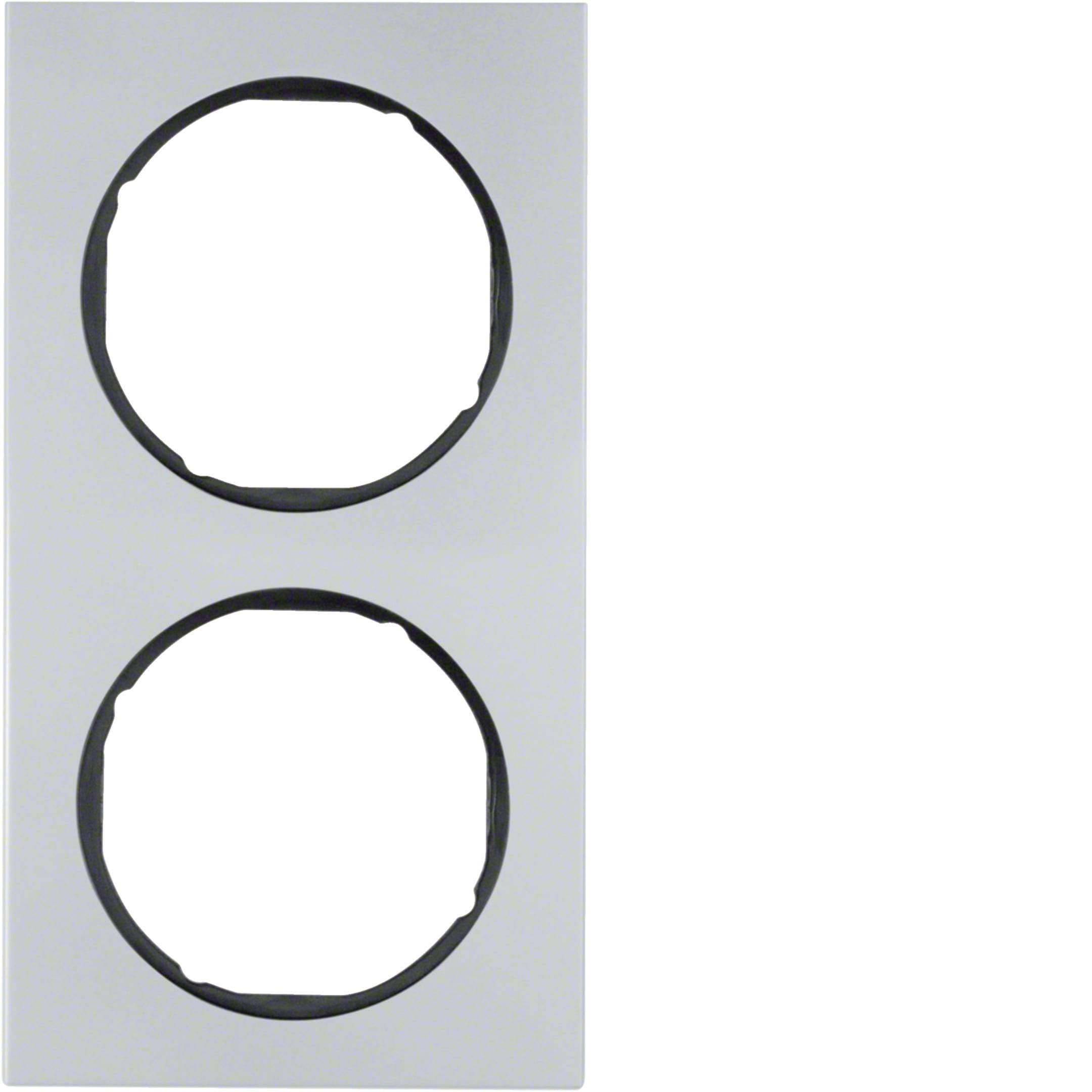 HAGER BOCCHIOTTI - Cornice doppia Berker R.3 alu/nero