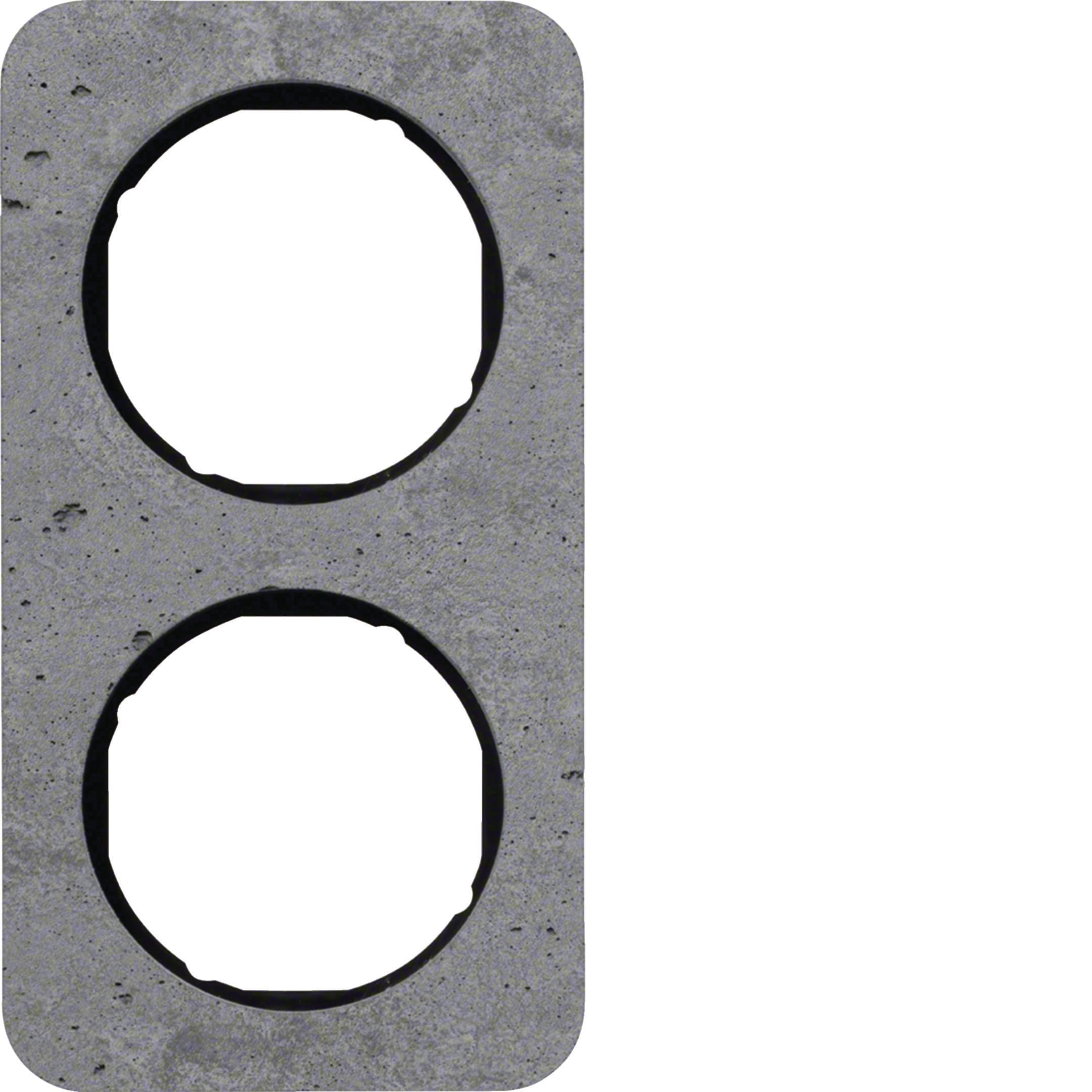 HAGER BOCCHIOTTI - Cornice doppia Berker R.1 grigio/nero lucido, calcestruzzo