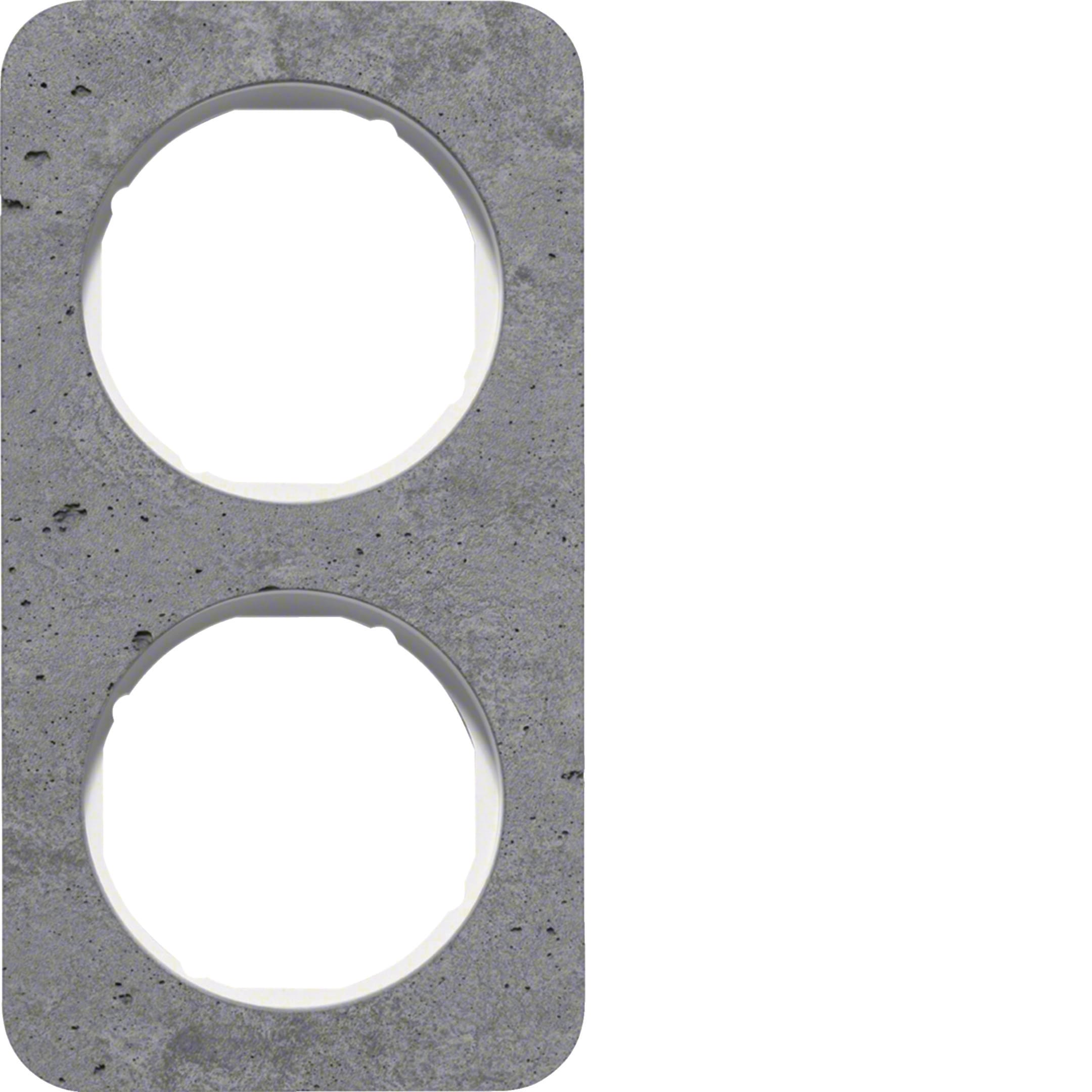 HAGER BOCCHIOTTI - Cornice doppia Berker R.1 grigio/bianco polare lucido, calcestruzzo