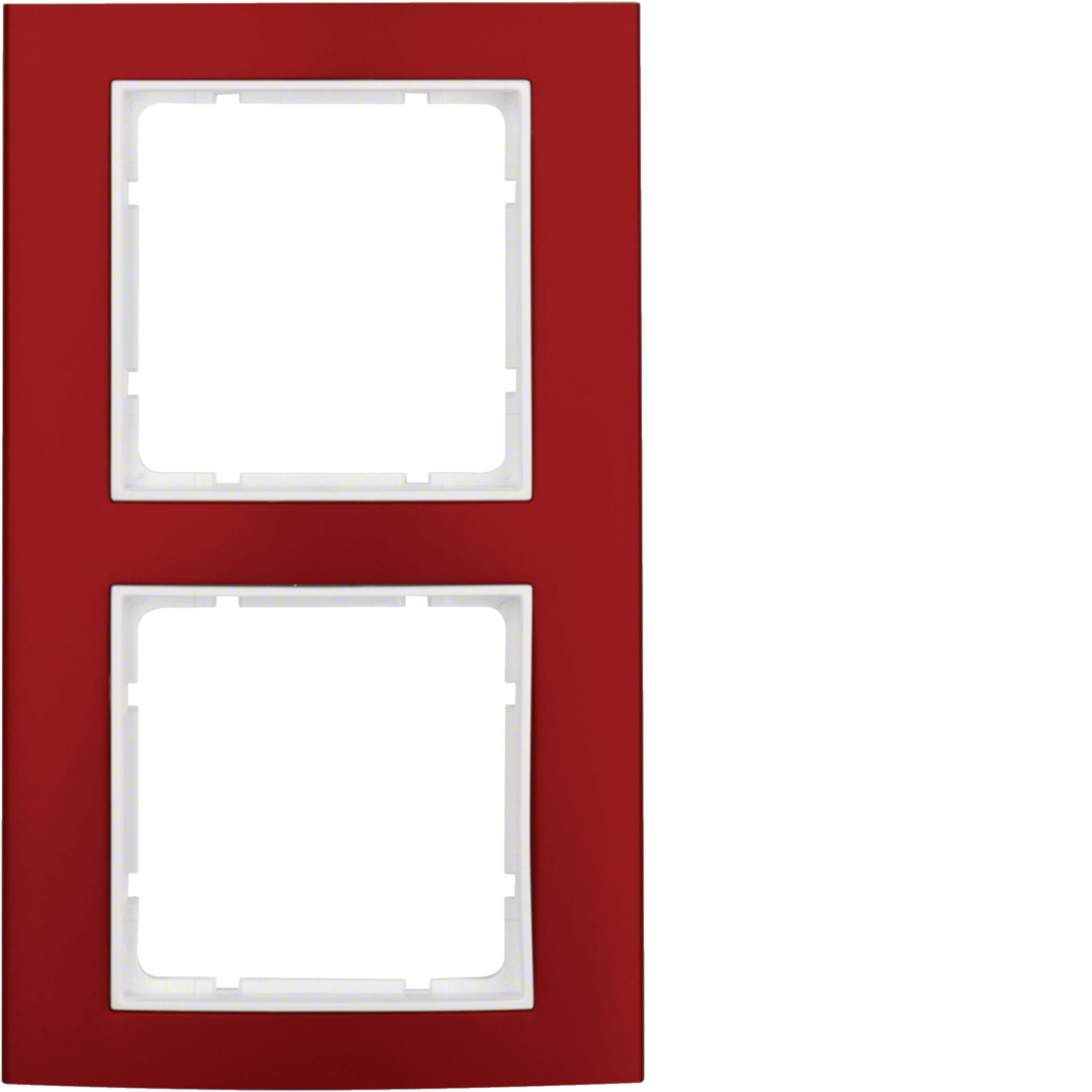 HAGER BOCCHIOTTI - Cornice doppia Berker B.3 alu rosso/bianco polare opaco, alluminio anodizzato