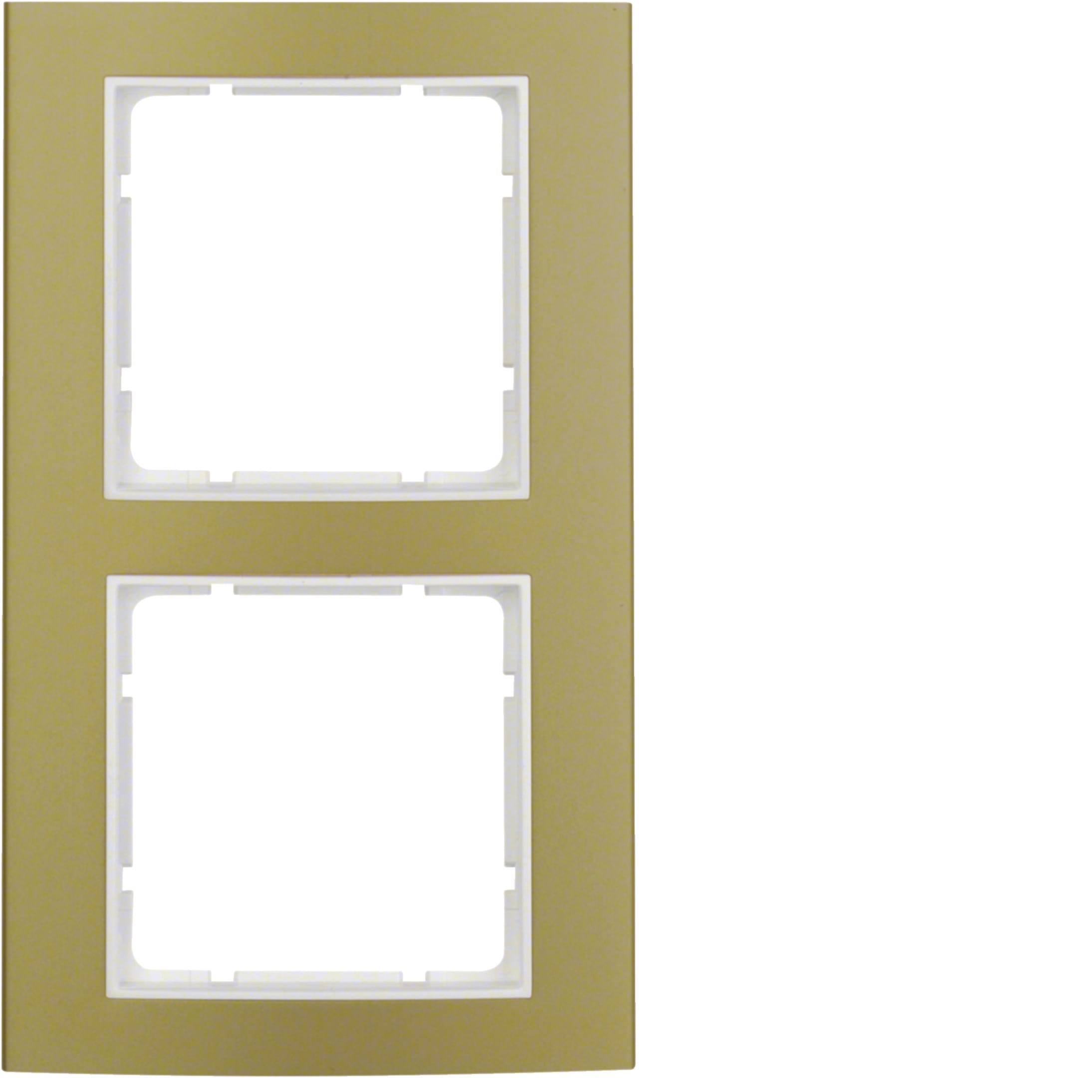 HAGER BOCCHIOTTI - Cornice doppia Berker B.3 alu oro/bianco polare opaco, alluminio anodizzato