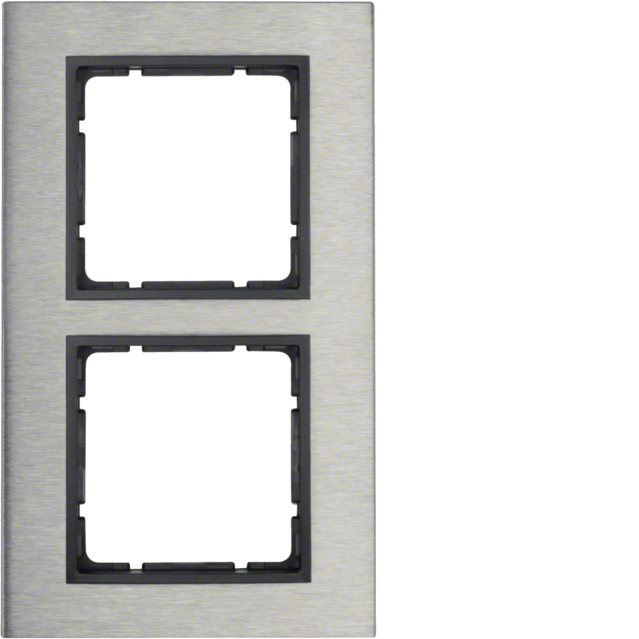 HAGER BOCCHIOTTI - Cornice doppia vert. Serie B.7 acciaio inox/antrac.opaco, metallo spazzolato
