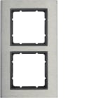 HAGER BOCCHIOTTI - Cornice doppia vert. Serie B.7 acciaio inox/antrac.opaco, metallo spazzolato
