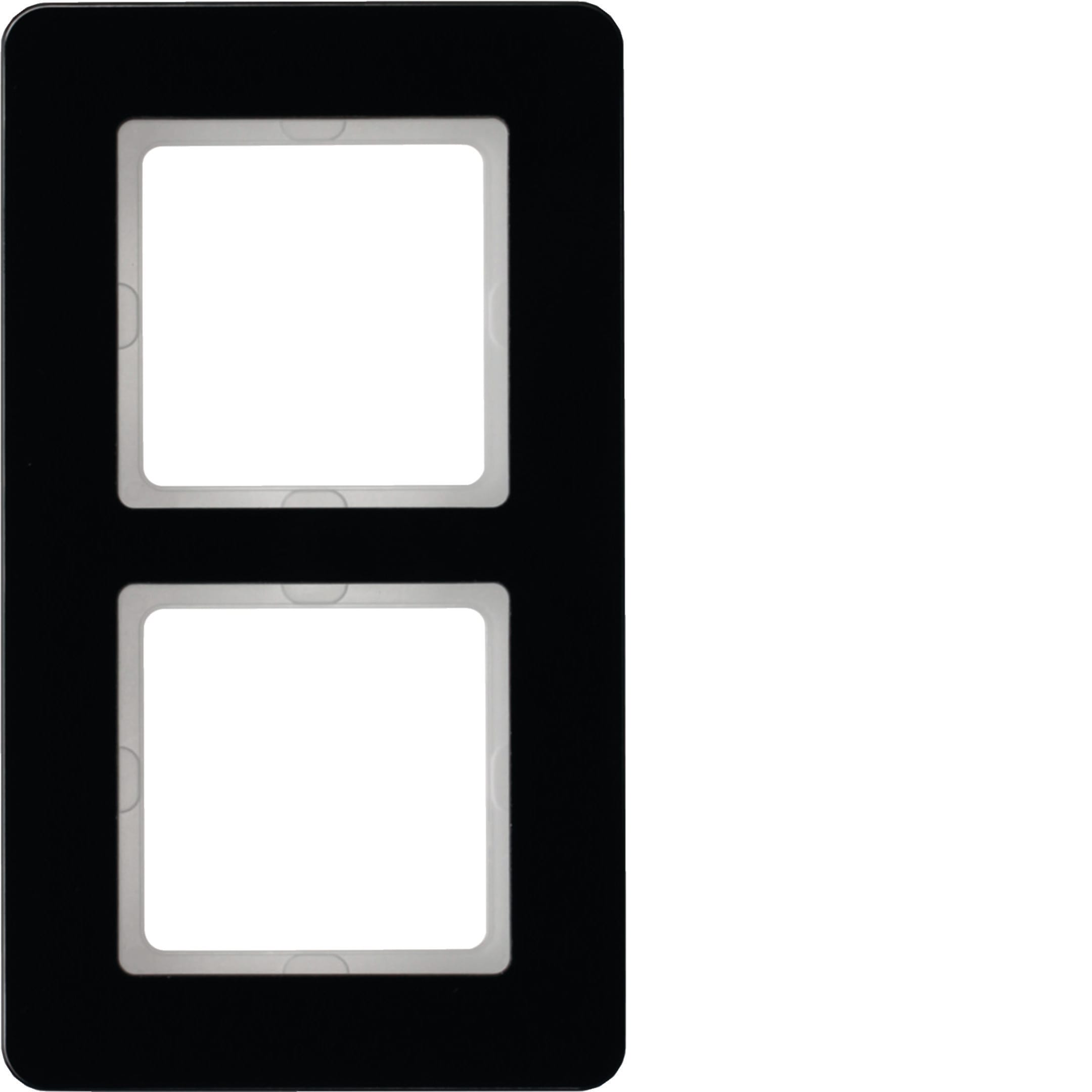 HAGER BOCCHIOTTI - Cornice doppia Berker Q.7 vetro nero