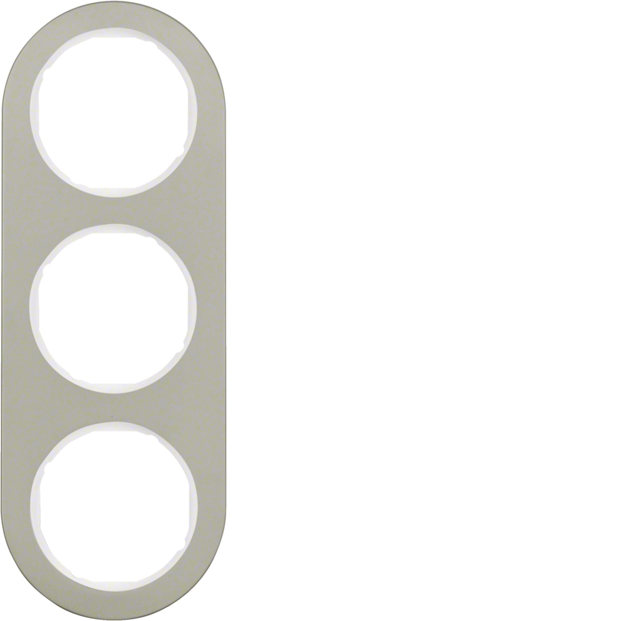 HAGER BOCCHIOTTI - Cornice tripla Serie R.classic?acciaio inox/bianco polare, metallo opaco