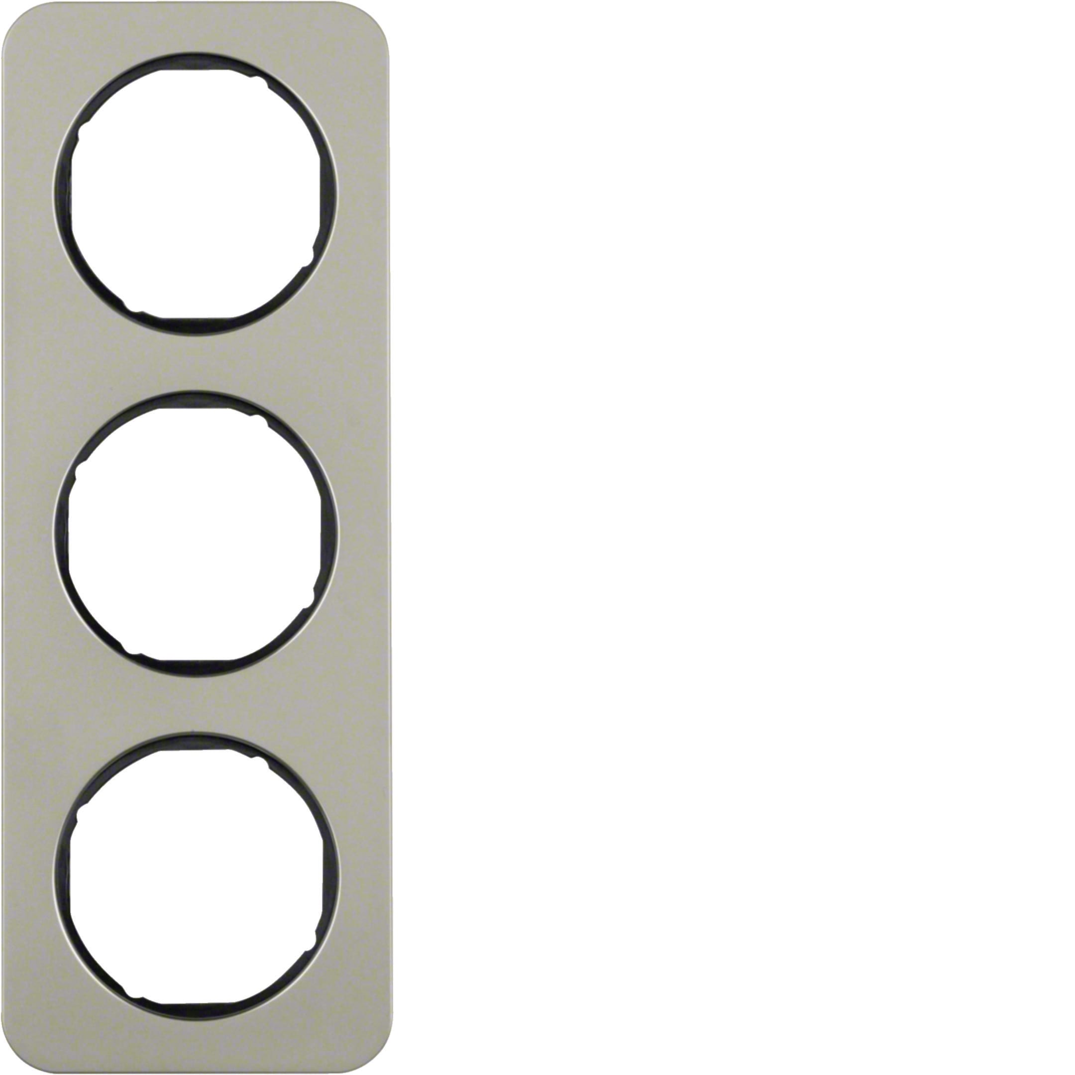 HAGER BOCCHIOTTI - Cornice tripla Berker R.1 acciaio inox/nero