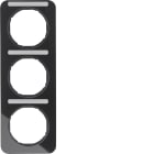 HAGER BOCCHIOTTI - Cornice tripla x montaggio verticale con portaetichetta Berker R.1 nero lucido