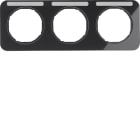 HAGER BOCCHIOTTI - Cornice tripla x montaggio orizzontale con portaetich. Berker R.1 nero lucido