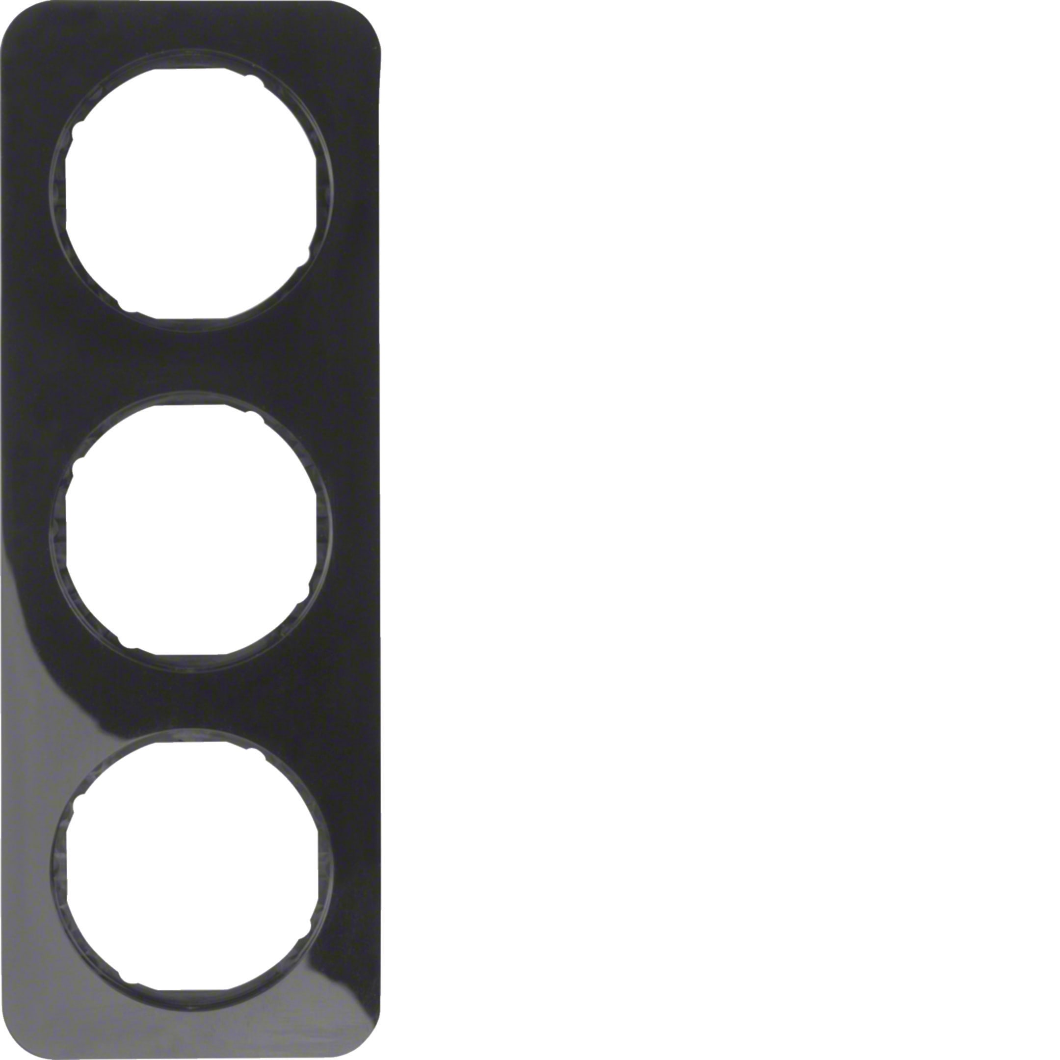 HAGER BOCCHIOTTI - Cornice tripla Berker R.1 nero lucido