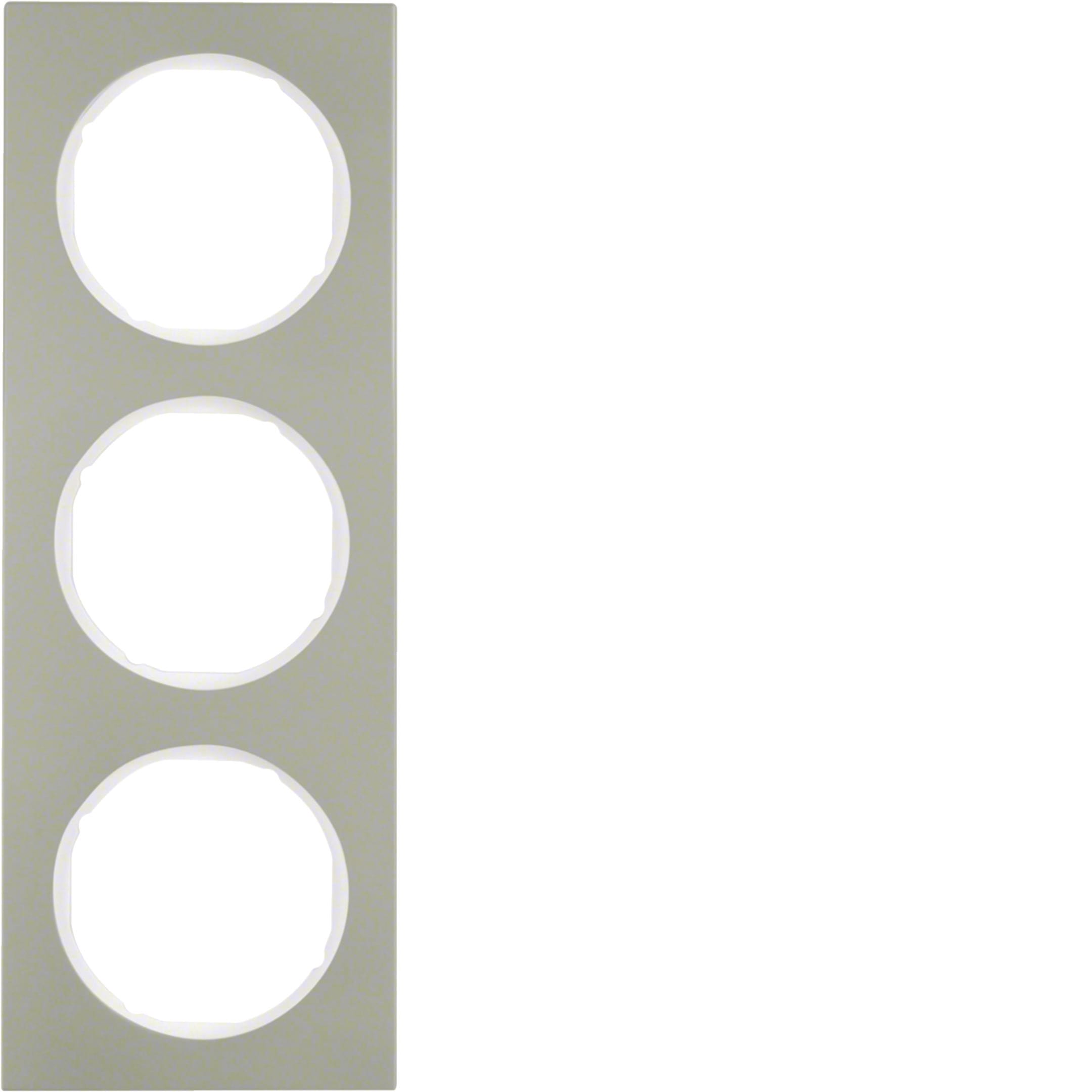 HAGER BOCCHIOTTI - Cornice tripla Berker R.3 acciaio inox/bianco polare