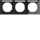 HAGER BOCCHIOTTI - Cornice tripla x montaggio orizzontale con portaetich. Berker R.3 nero lucido