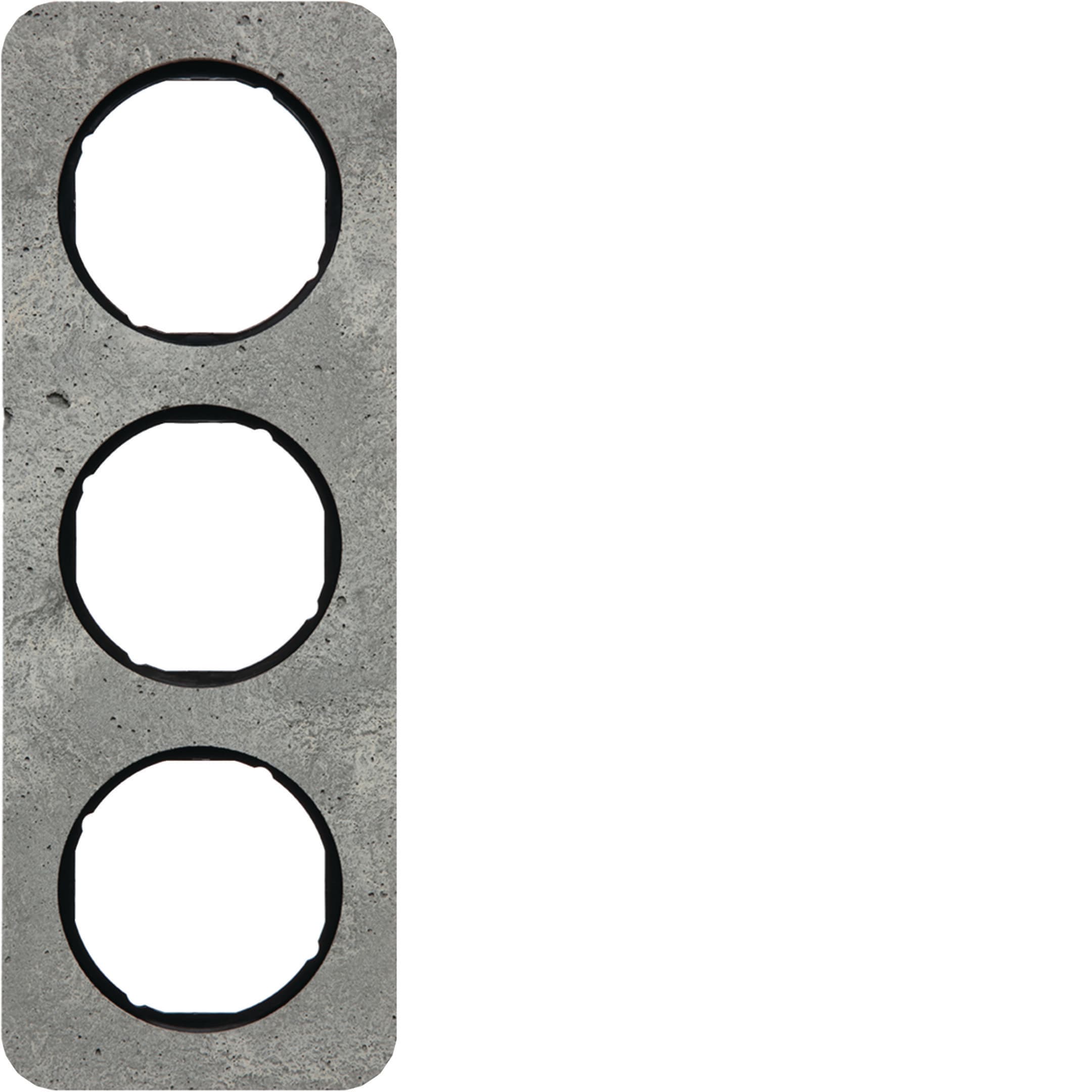 HAGER BOCCHIOTTI - Cornice tripla Berker R.1 grigio/nero lucido, calcestruzzo
