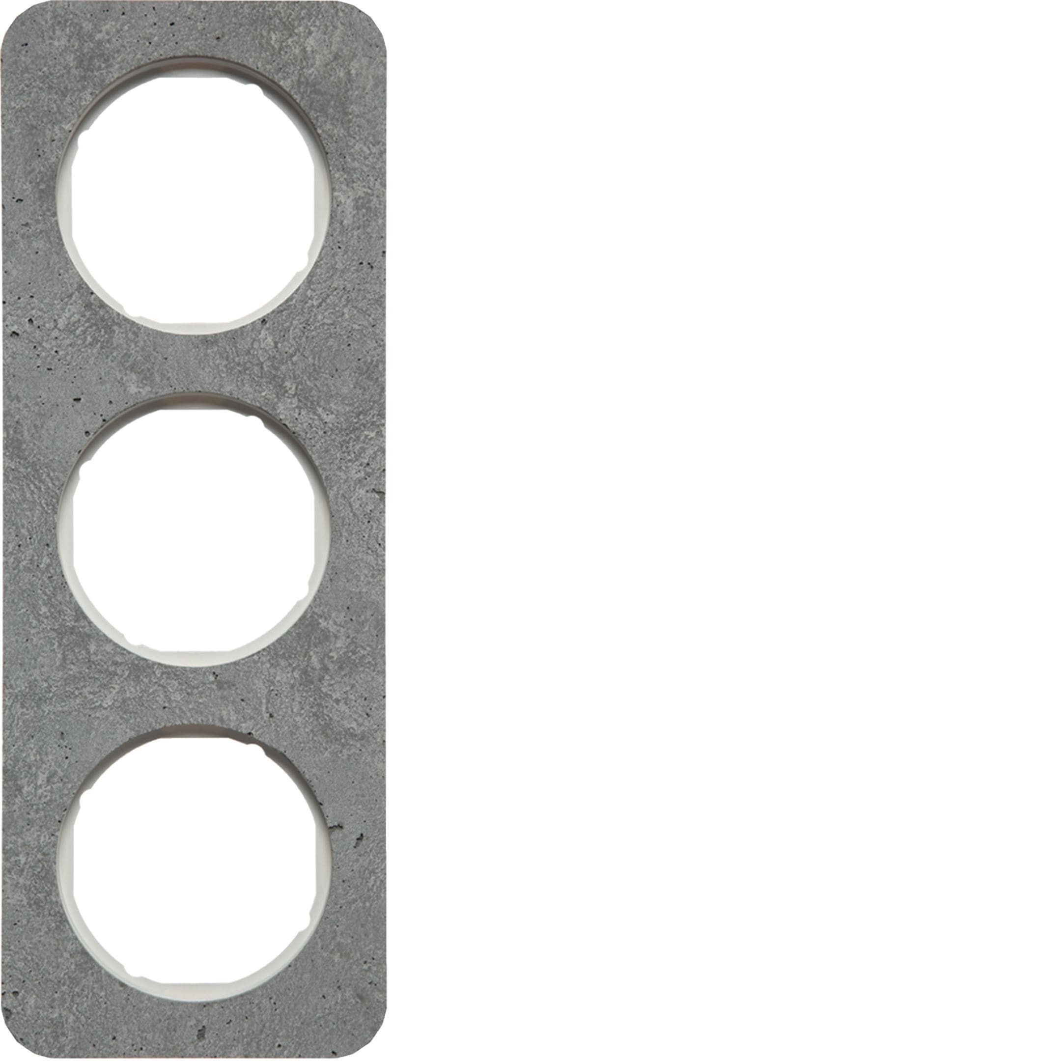 HAGER BOCCHIOTTI - Cornice tripla Berker R.1 grigio/bianco polare lucido, calcestruzzo