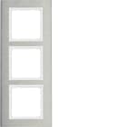 HAGER BOCCHIOTTI - Cornice tripla vert. Serie B.7 acciaio inox/bianco polare opaco, metallo spazz.