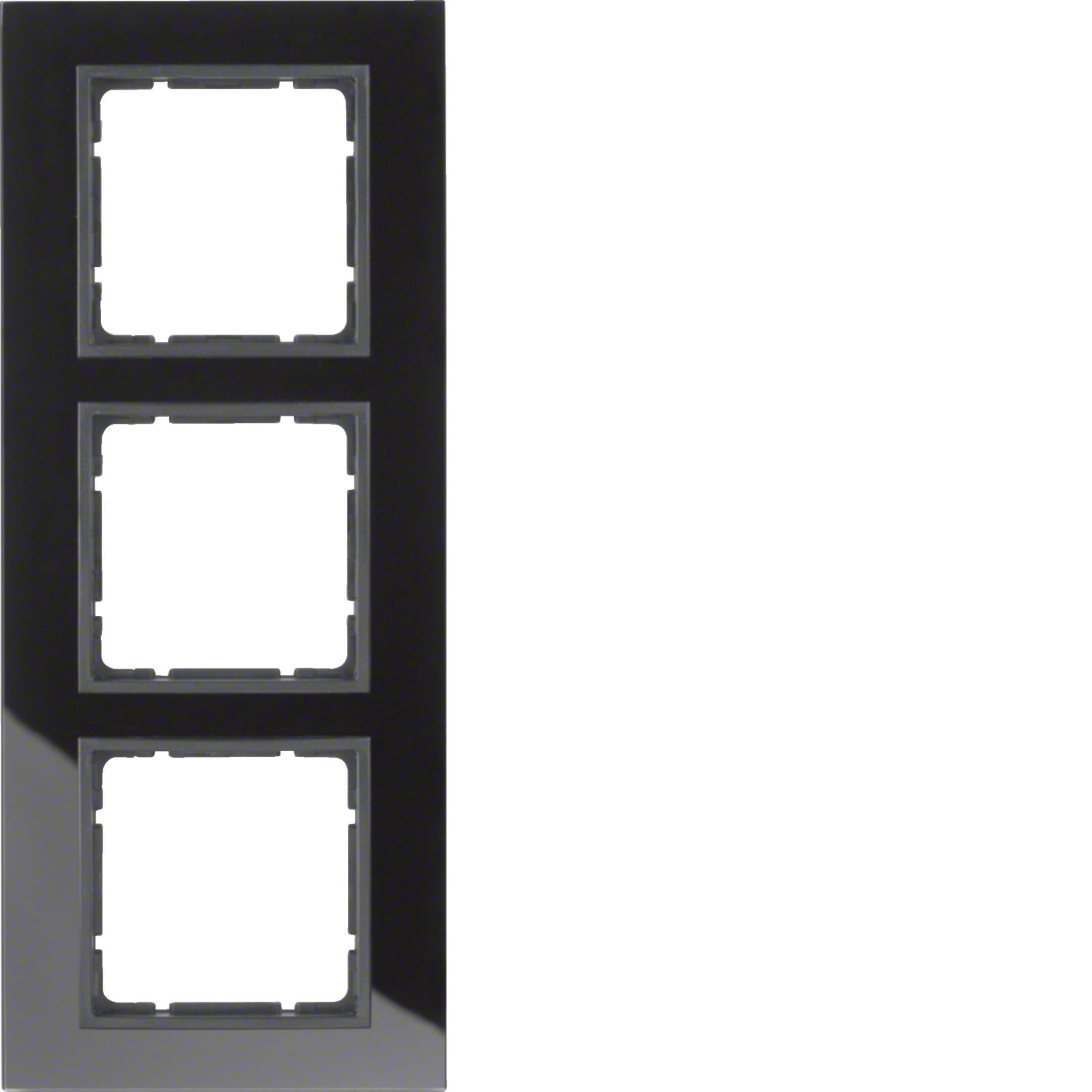 HAGER BOCCHIOTTI - Cornice in vetro tripla Berker B.7 vetro nero/antracite opaco