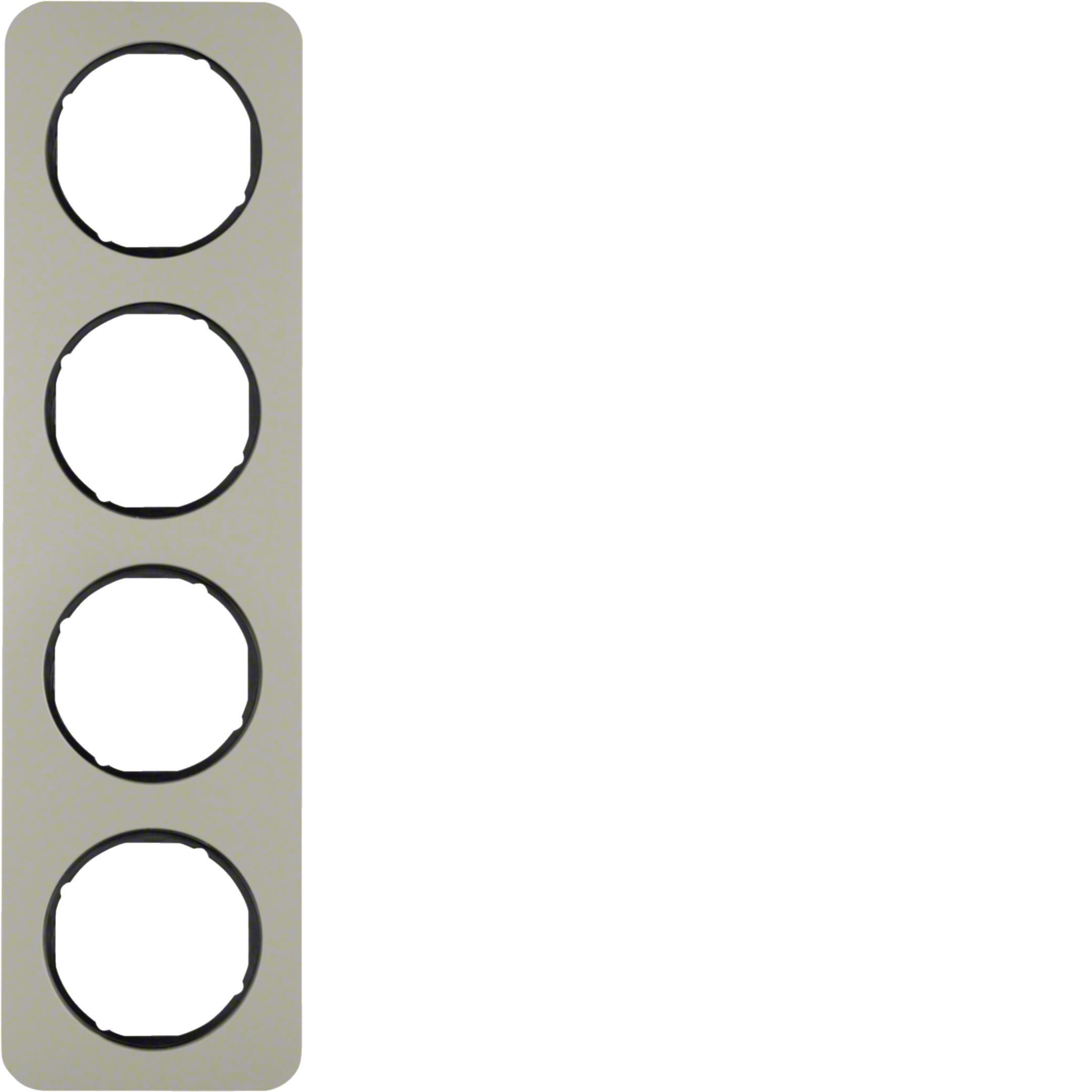 HAGER BOCCHIOTTI - Cornice quadrupla Berker R.1 acciaio inox/nero