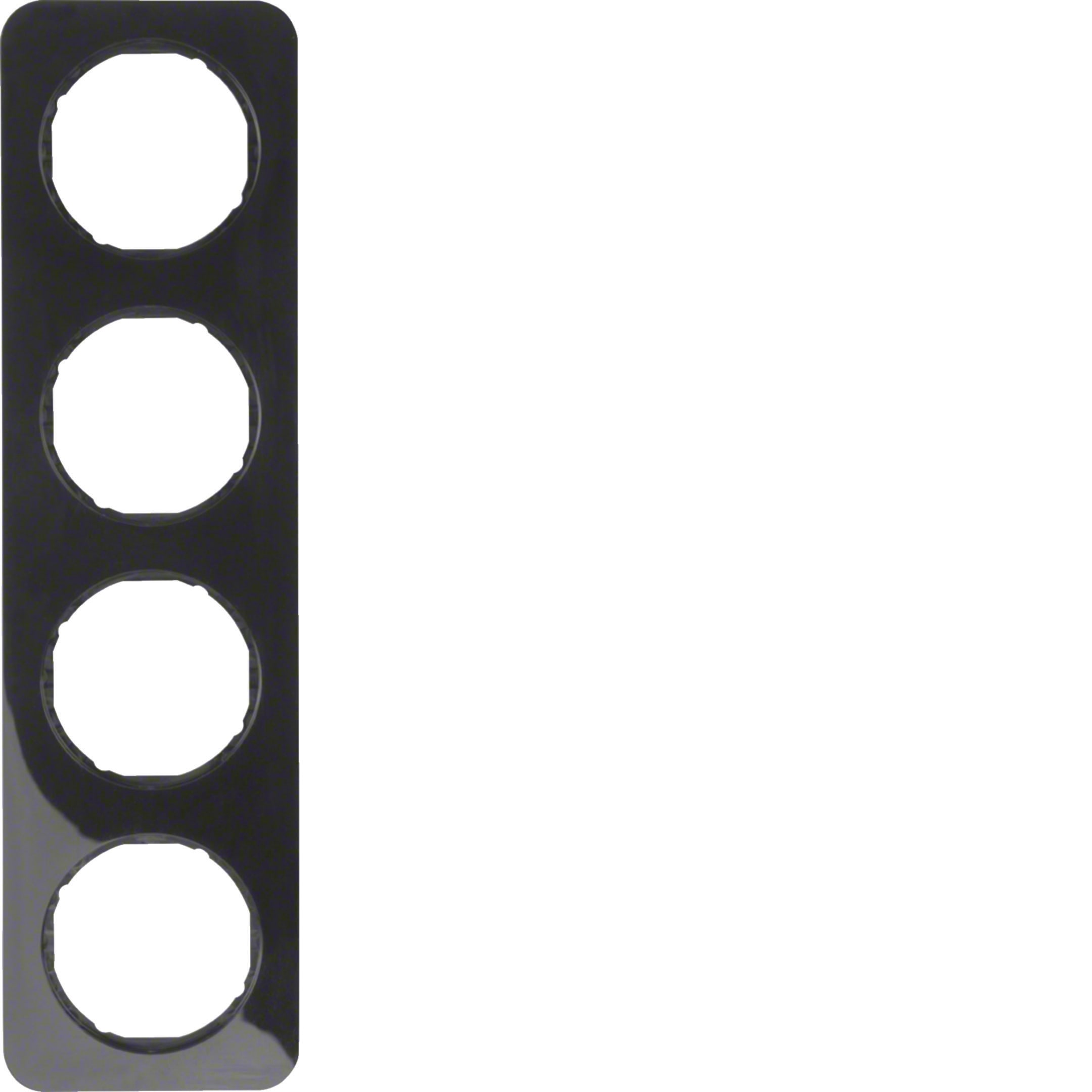 HAGER BOCCHIOTTI - Cornice quadrupla Berker R.1 nero lucido
