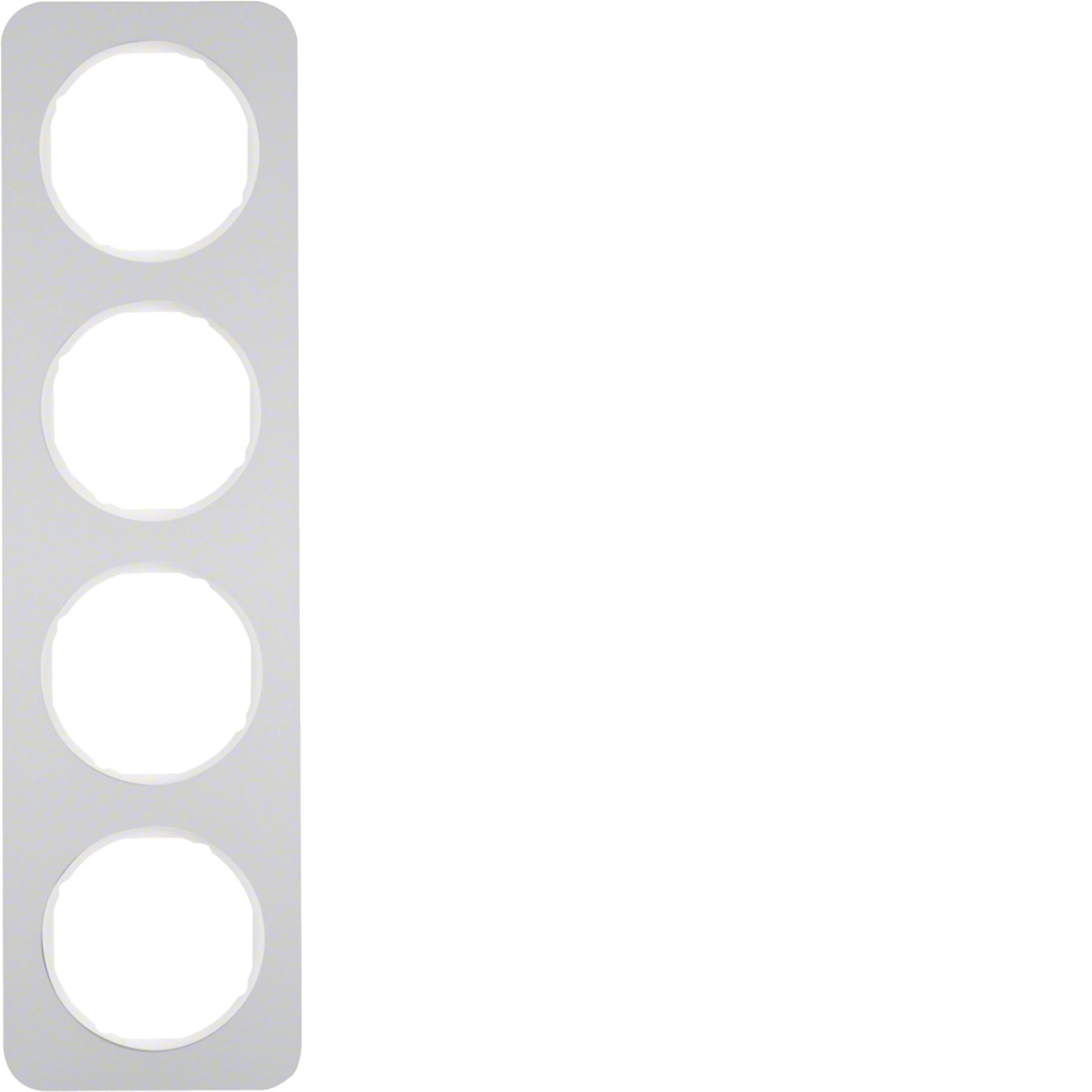 HAGER BOCCHIOTTI - Cornice quadrupla Berker R.1 alu/bianco polare