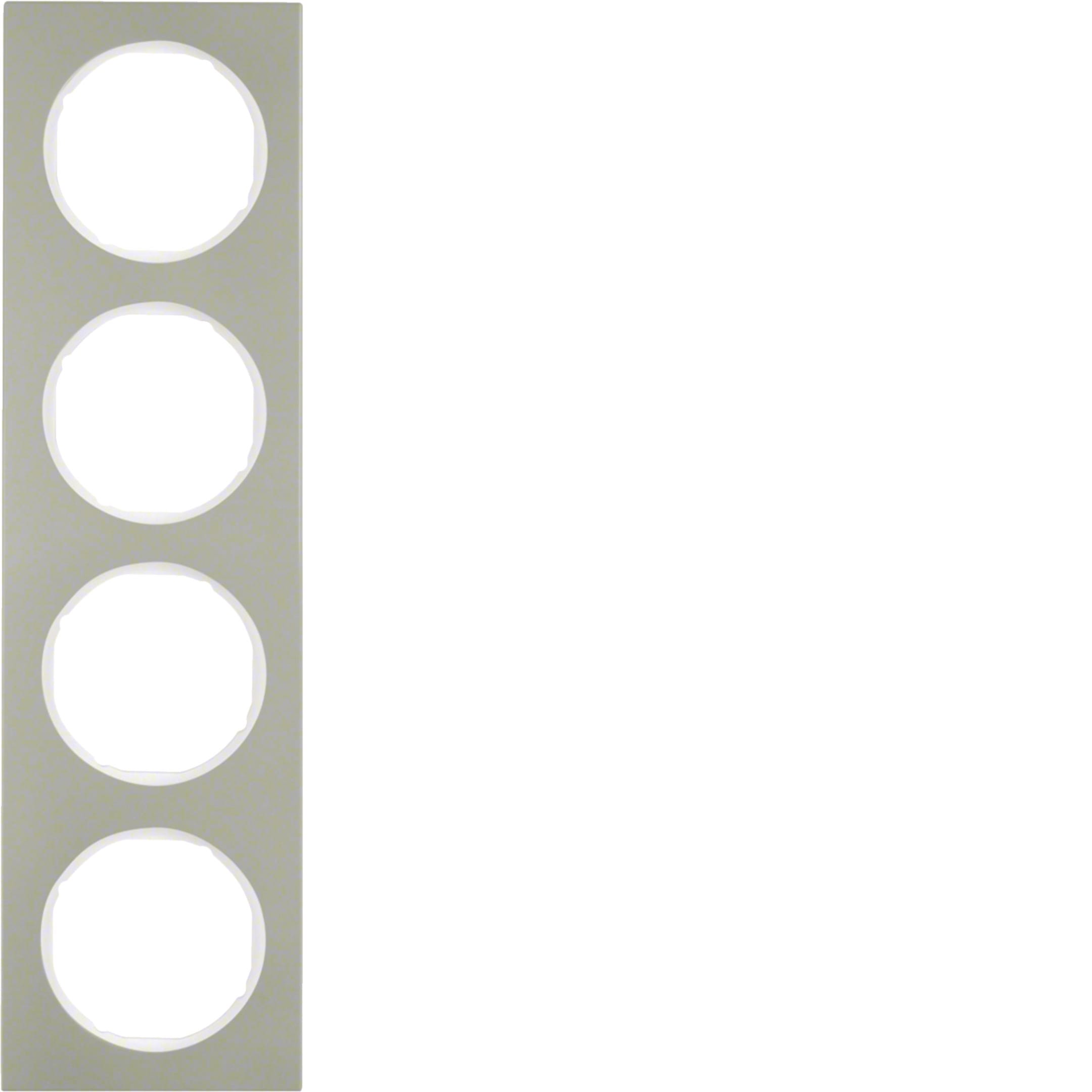 HAGER BOCCHIOTTI - Cornice quadrupla Berker R.3 acciaio inox/bianco polare