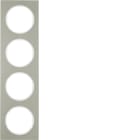HAGER BOCCHIOTTI - Cornice quadrupla Berker R.3 acciaio inox/bianco polare