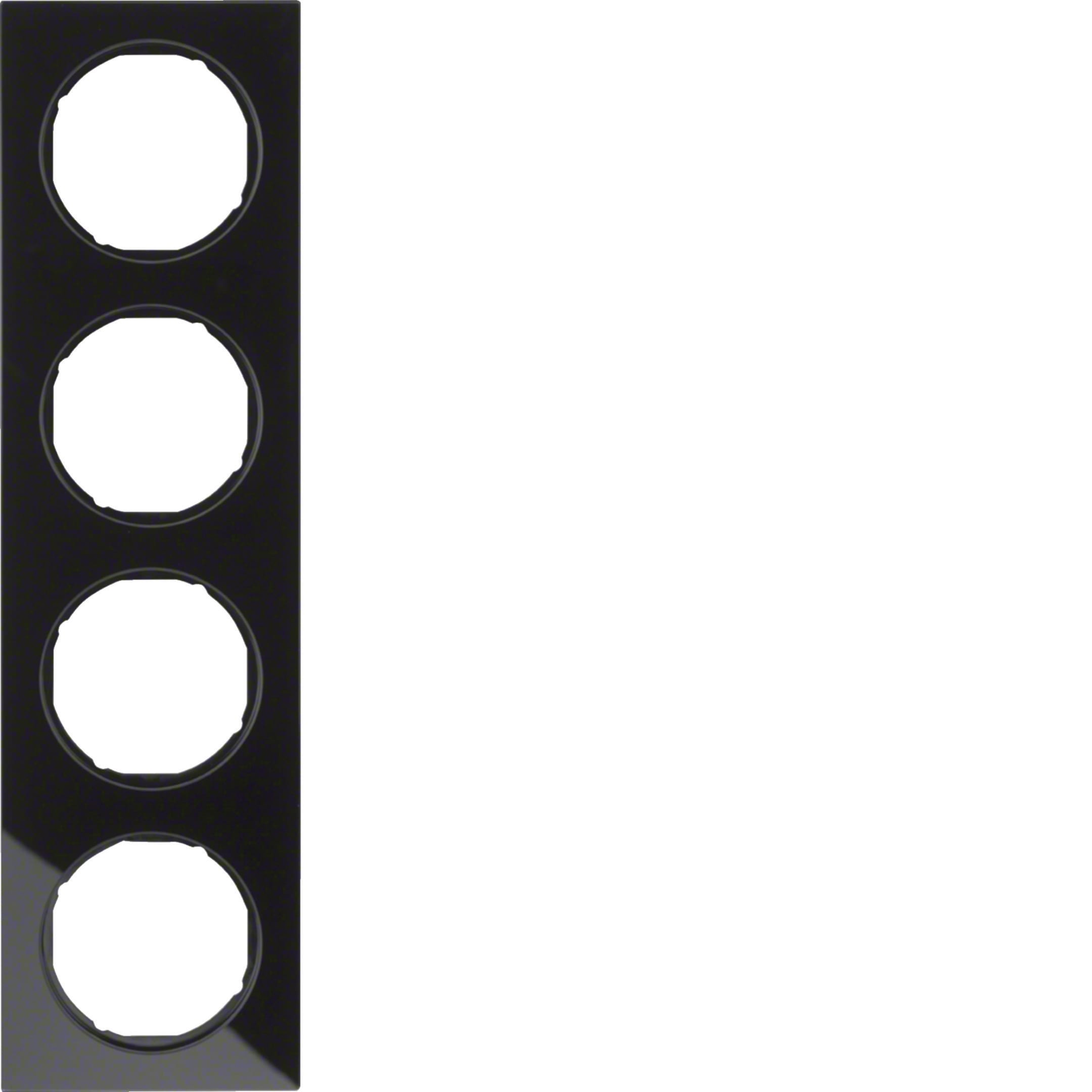 HAGER BOCCHIOTTI - Cornice quadrupla Berker R.3 vetro nero