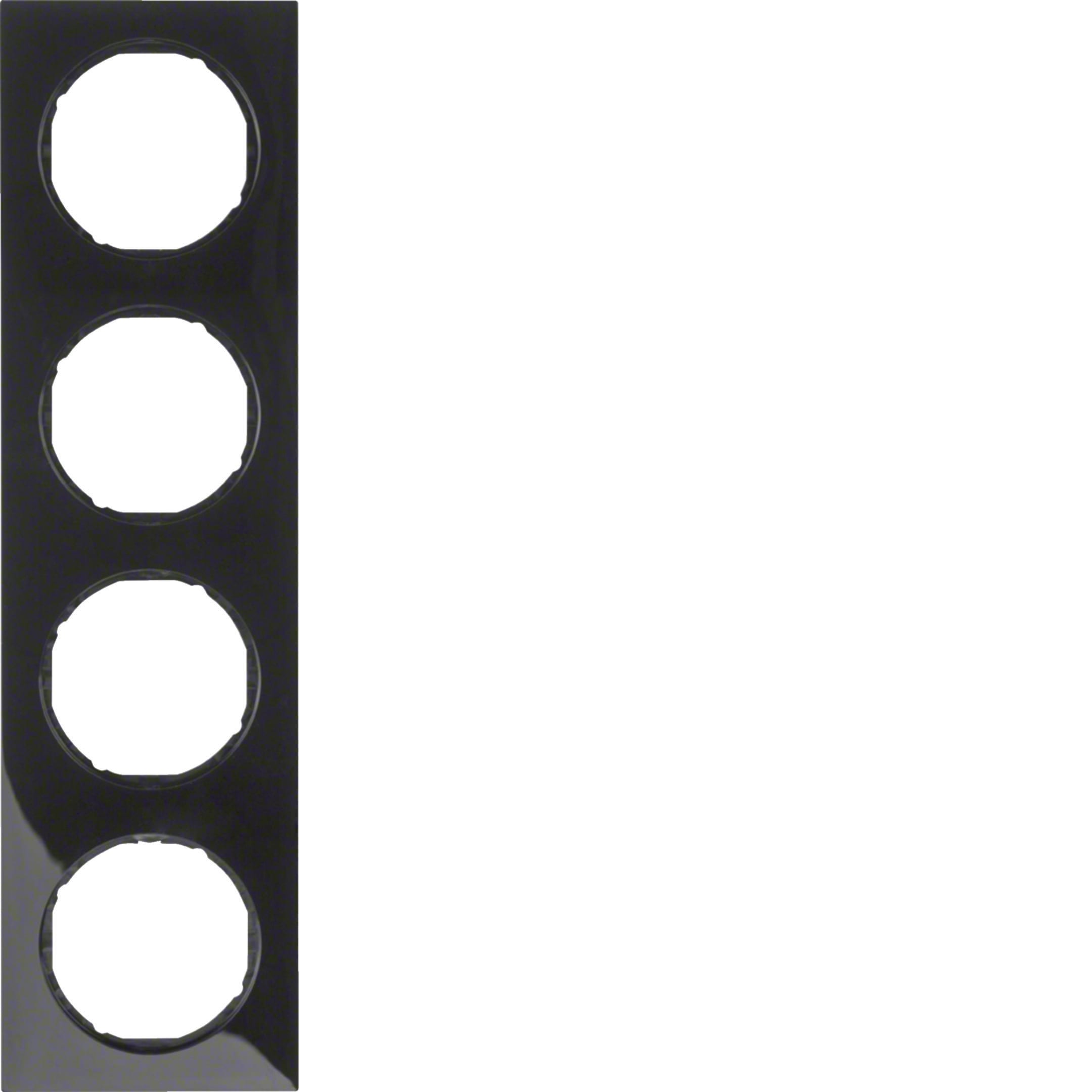HAGER BOCCHIOTTI - Cornice quadrupla Berker R.3 nero lucido