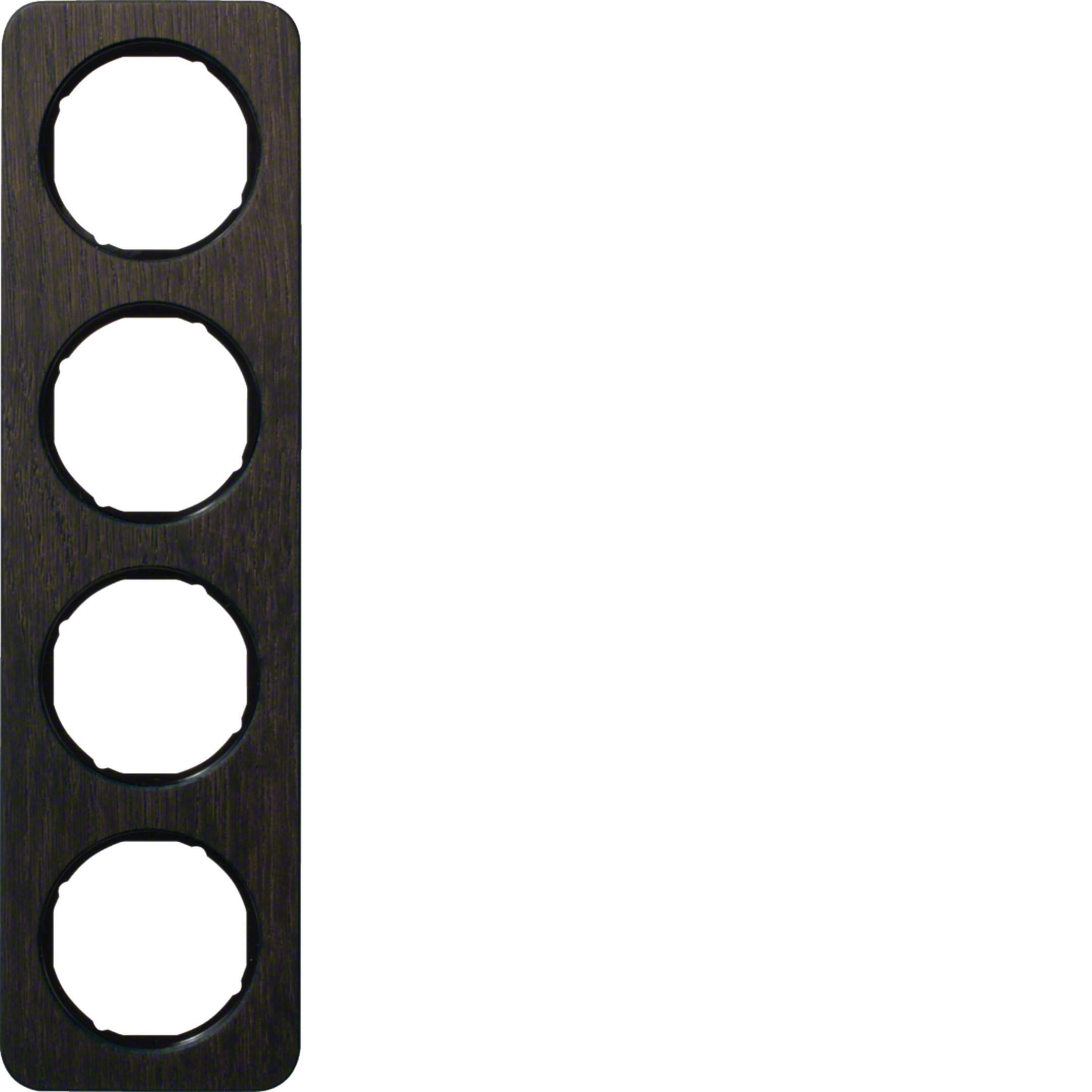 HAGER BOCCHIOTTI - Cornice quadrupla Berker R.1 quercia/nero lucido, legno macchiato