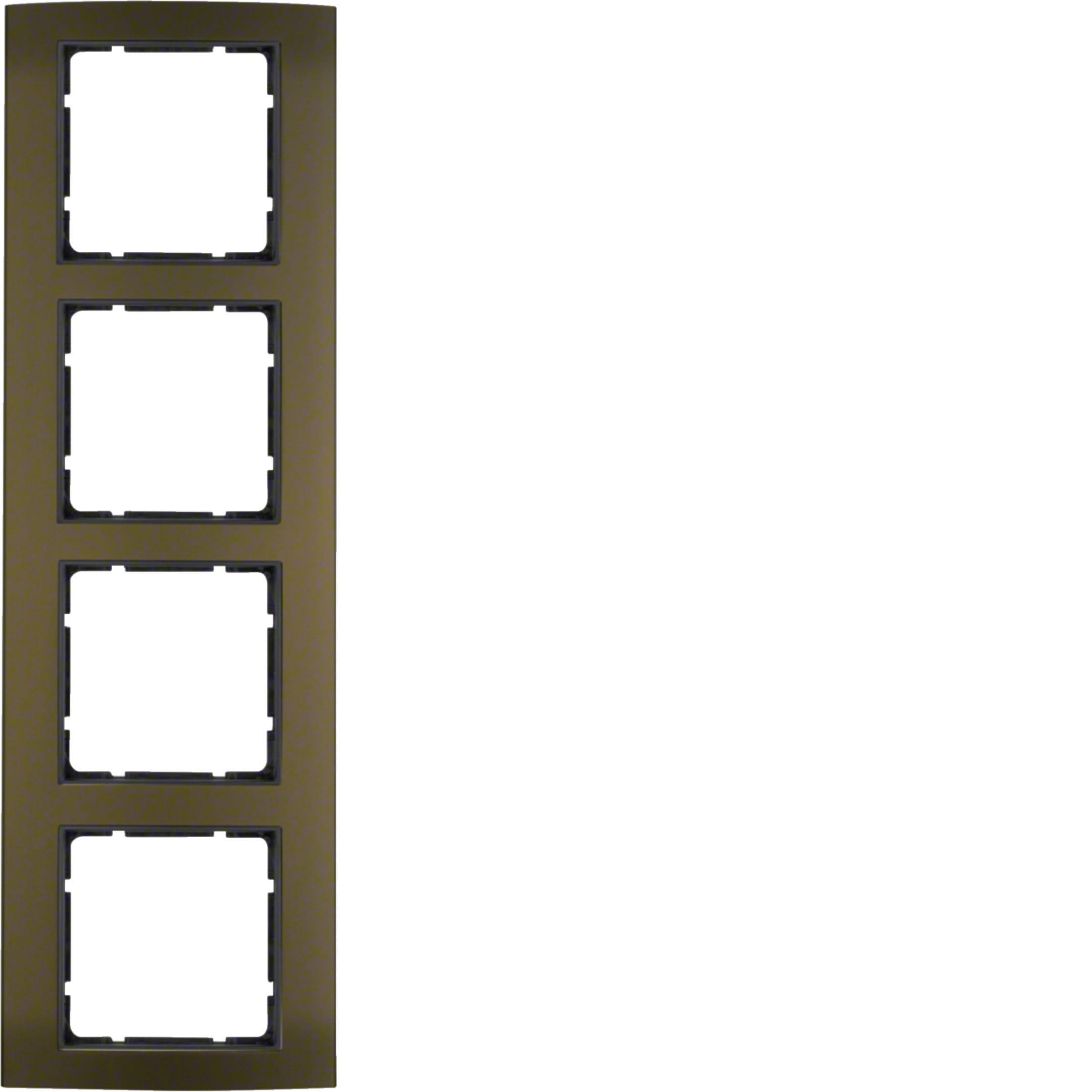 HAGER BOCCHIOTTI - Cornice quadrupla Berker B.3 alu marrone/antracite opaco, alluminio anodizzato