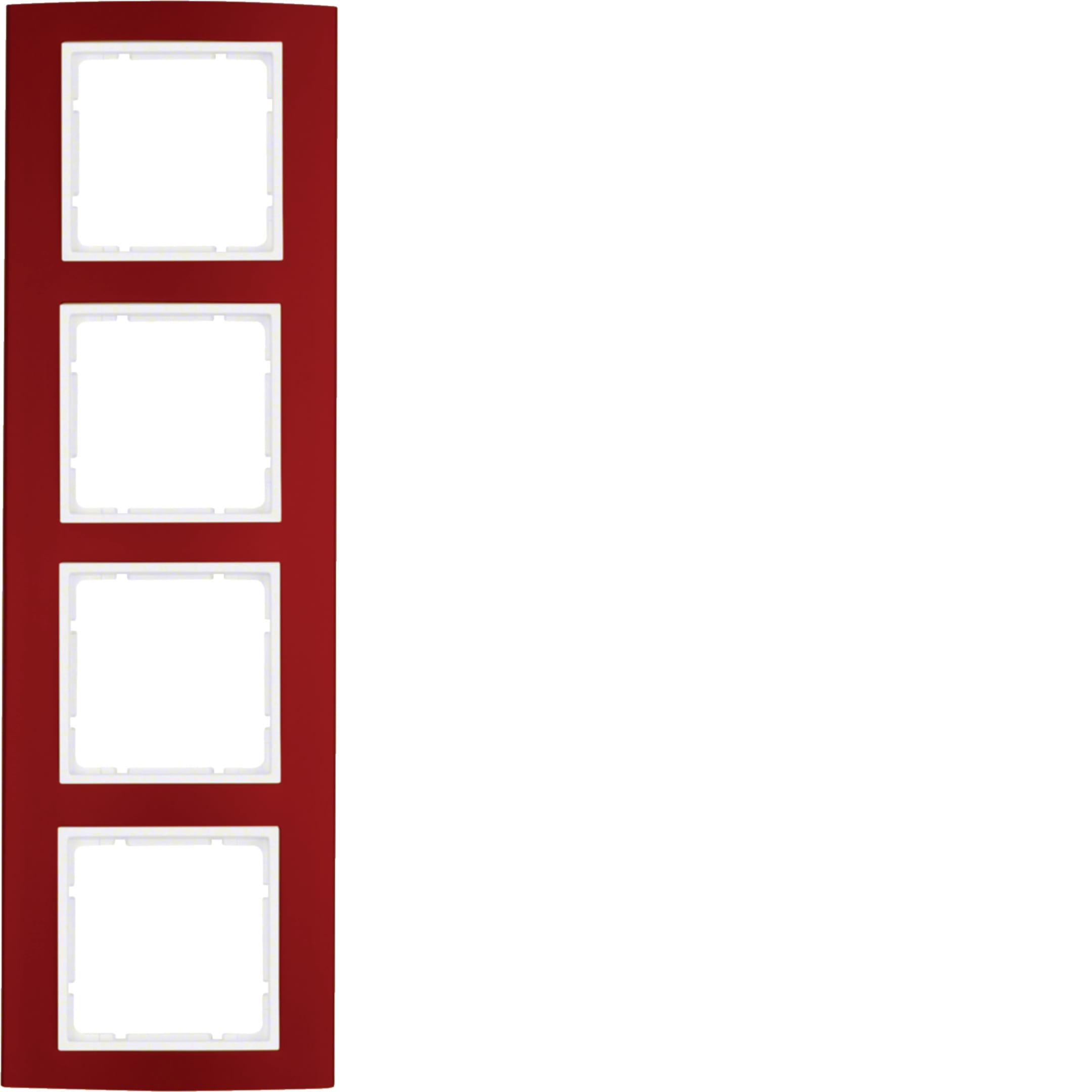 HAGER BOCCHIOTTI - Cornice quadrupla Berker B.3 alu rosso/bianco polare opaco, alluminio anodizzato