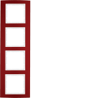 HAGER BOCCHIOTTI - Cornice quadrupla Berker B.3 alu rosso/bianco polare opaco, alluminio anodizzato