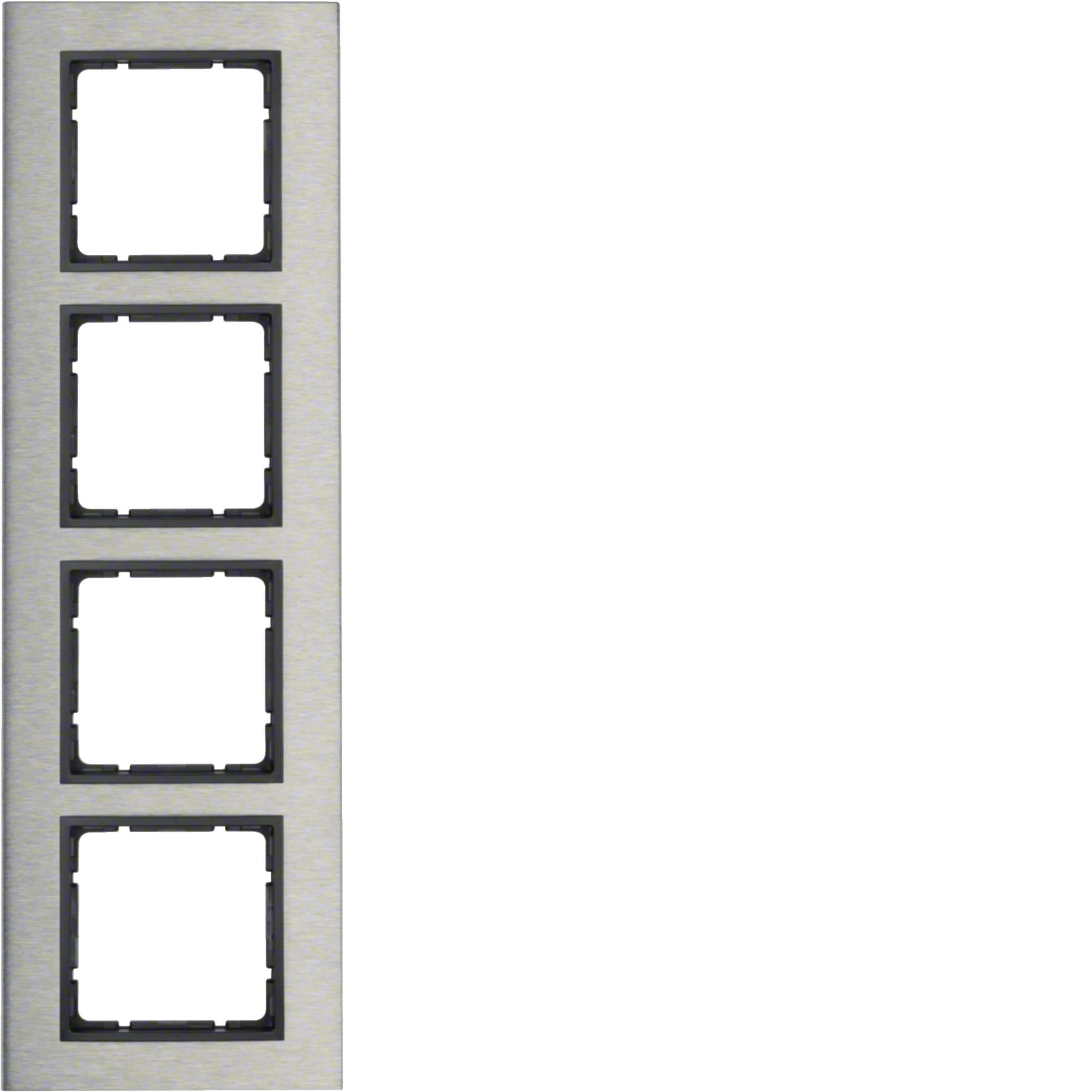 HAGER BOCCHIOTTI - Cornice quadrupla vert. Serie B.7 acciaio inox/antrac.opaco, metallo spazzolato
