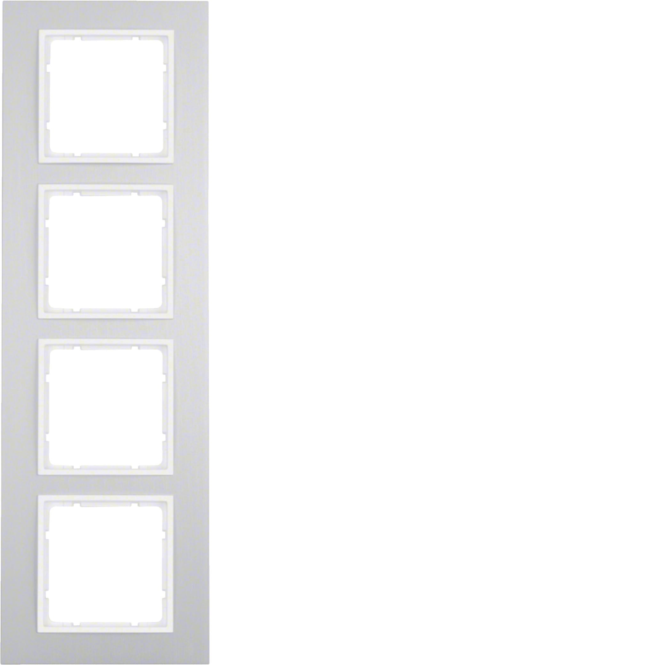 HAGER BOCCHIOTTI - Cornice quadrupla Berker B.7 alu/bianco polare opaco, alluminio anodizzato