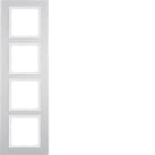 HAGER BOCCHIOTTI - Cornice quadrupla Berker B.7 alu/bianco polare opaco, alluminio anodizzato