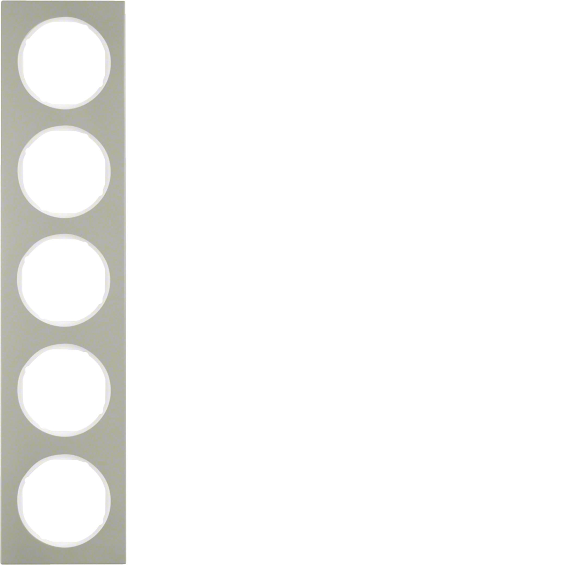 HAGER BOCCHIOTTI - Cornice quintupla Berker R.3 acciaio inox/bianco polare