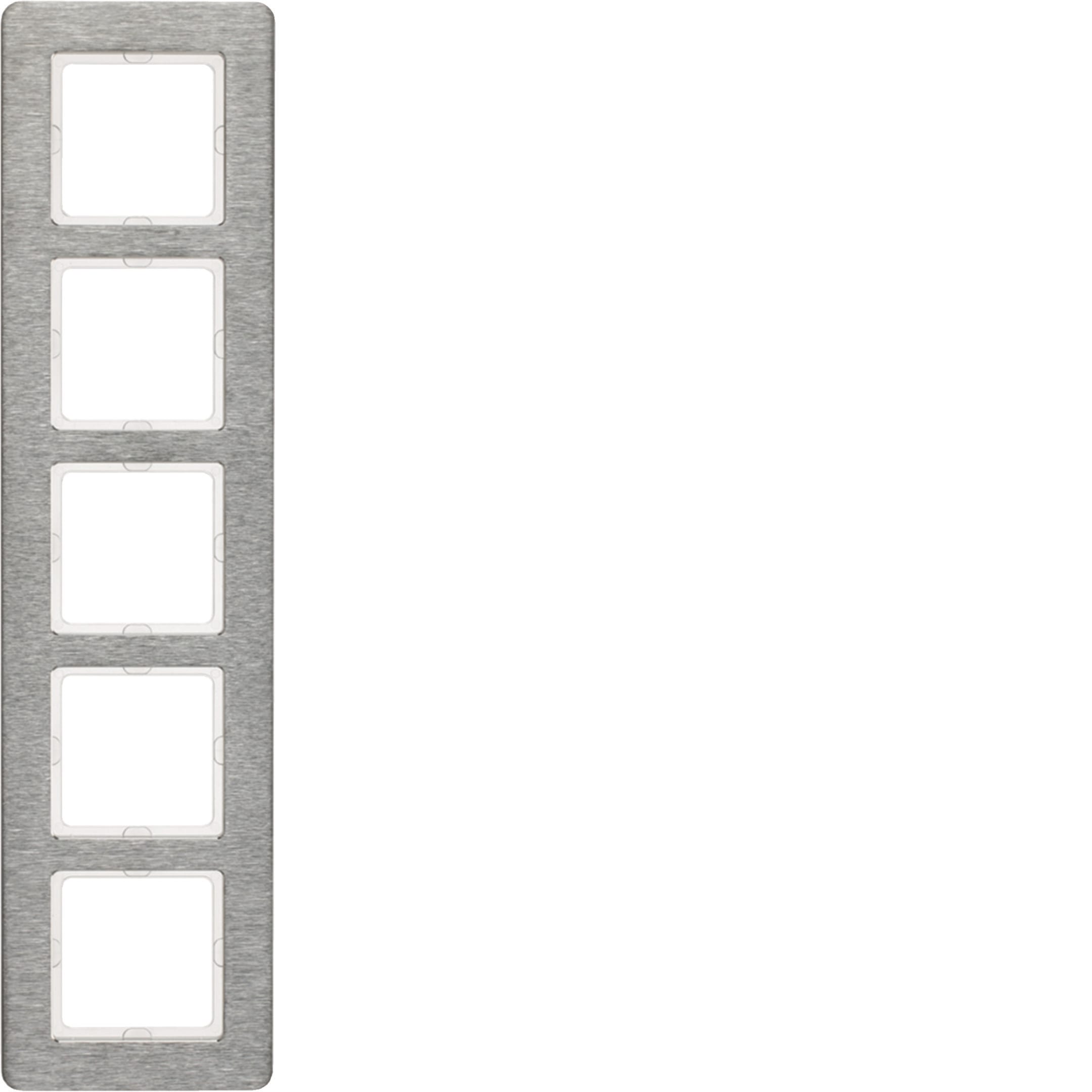 HAGER BOCCHIOTTI - Cornice quintupla verticale Berker Q.7 acciao inossidabile, metallo spazzolato