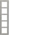 HAGER BOCCHIOTTI - Cornice quintupla verticale Berker Q.7 acciao inossidabile, metallo spazzolato