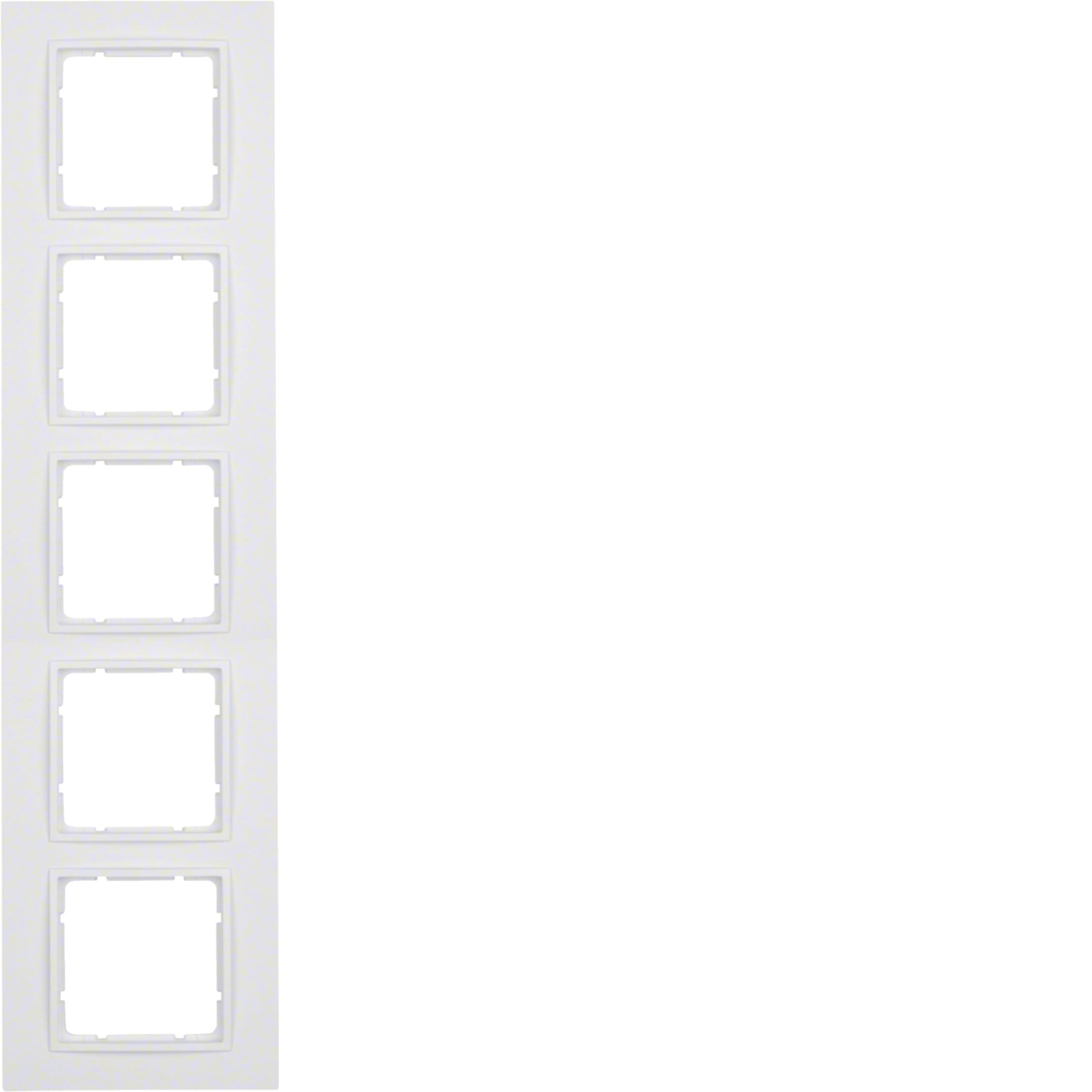 HAGER BOCCHIOTTI - Cornice quintupla Berker B.7 bianco polare opaco