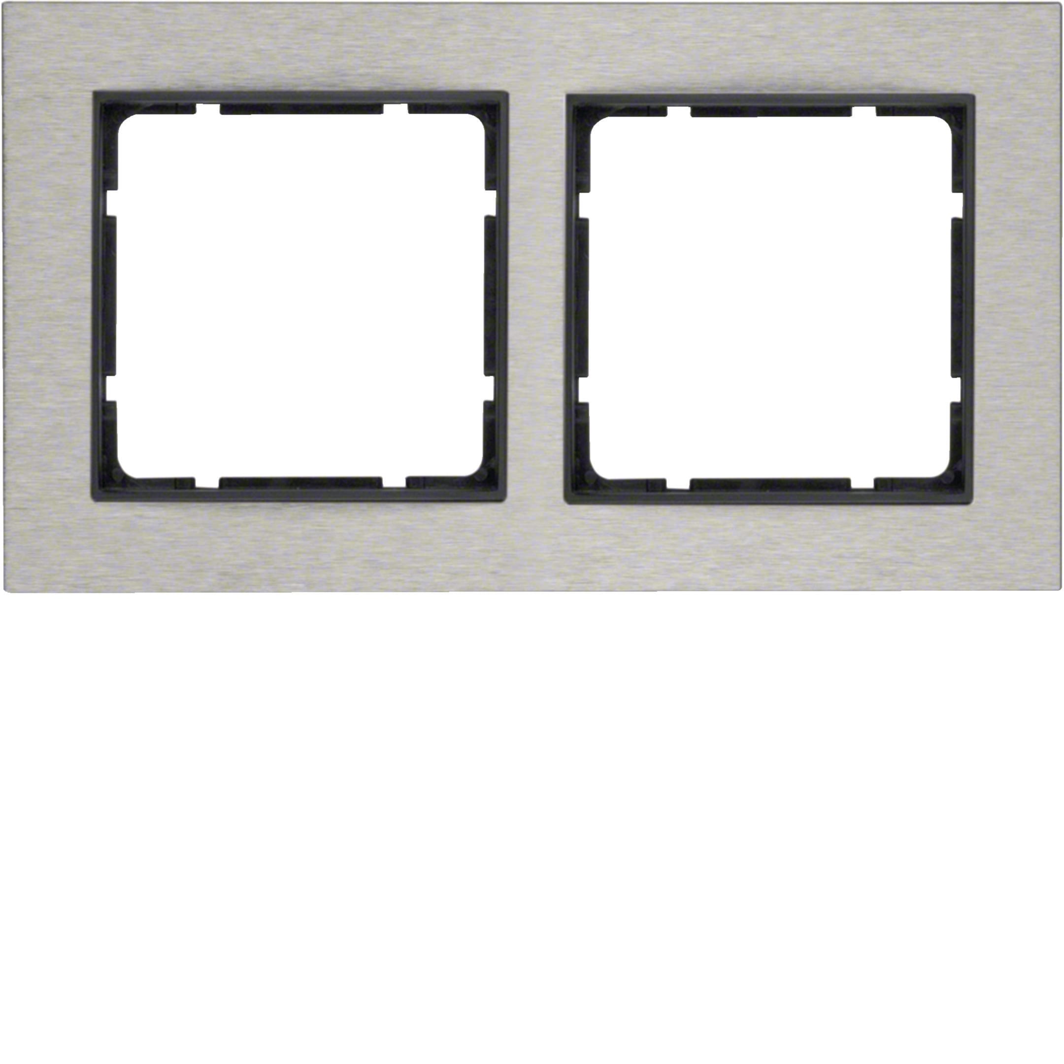 HAGER BOCCHIOTTI - Cornice doppia orizz. Serie B.7 acciaio inox/antrac.opaco, metallo spazzolato