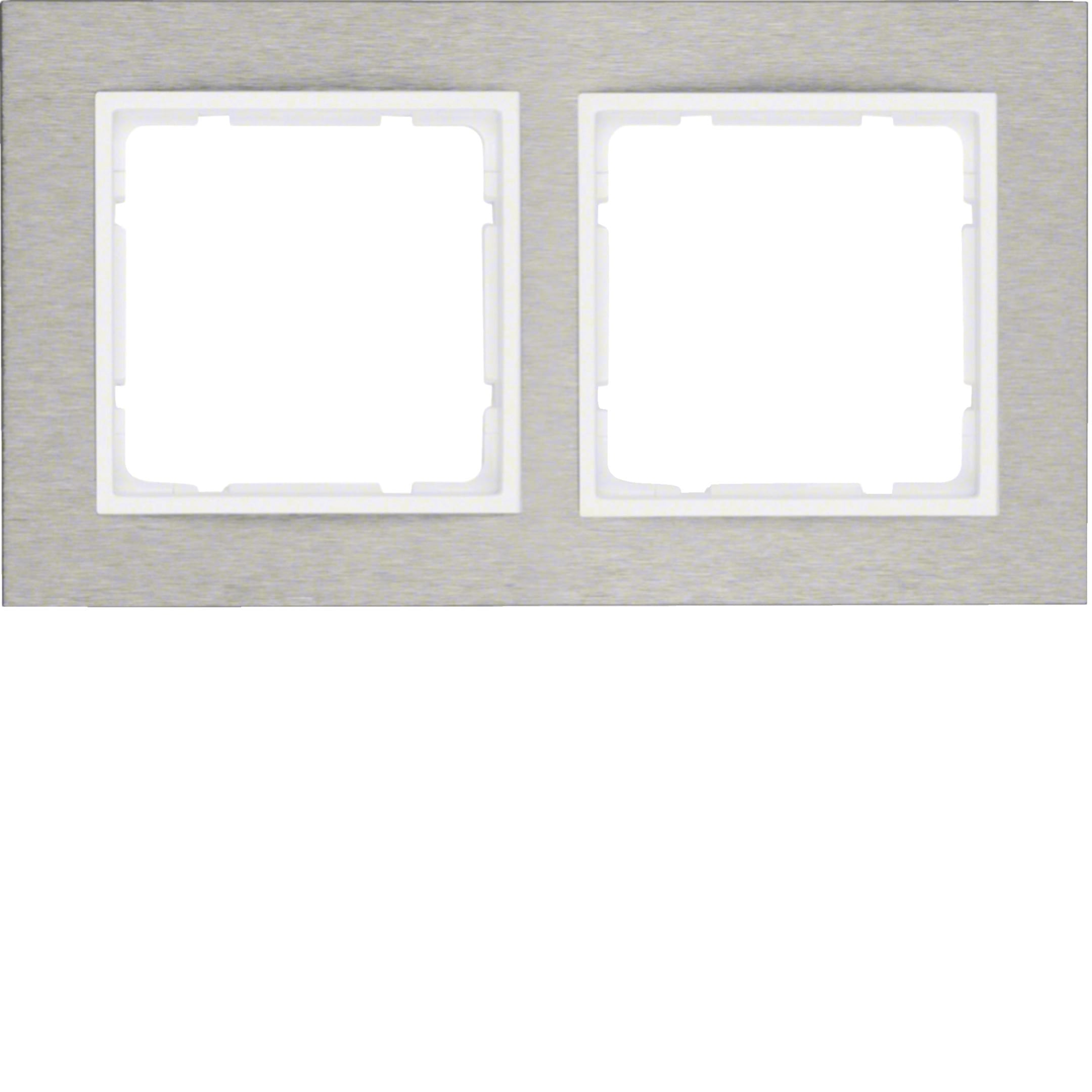 HAGER BOCCHIOTTI - Cornice doppia orizz. Serie B.7 acciaio inox/bianco polare opaco, metallo spazz.