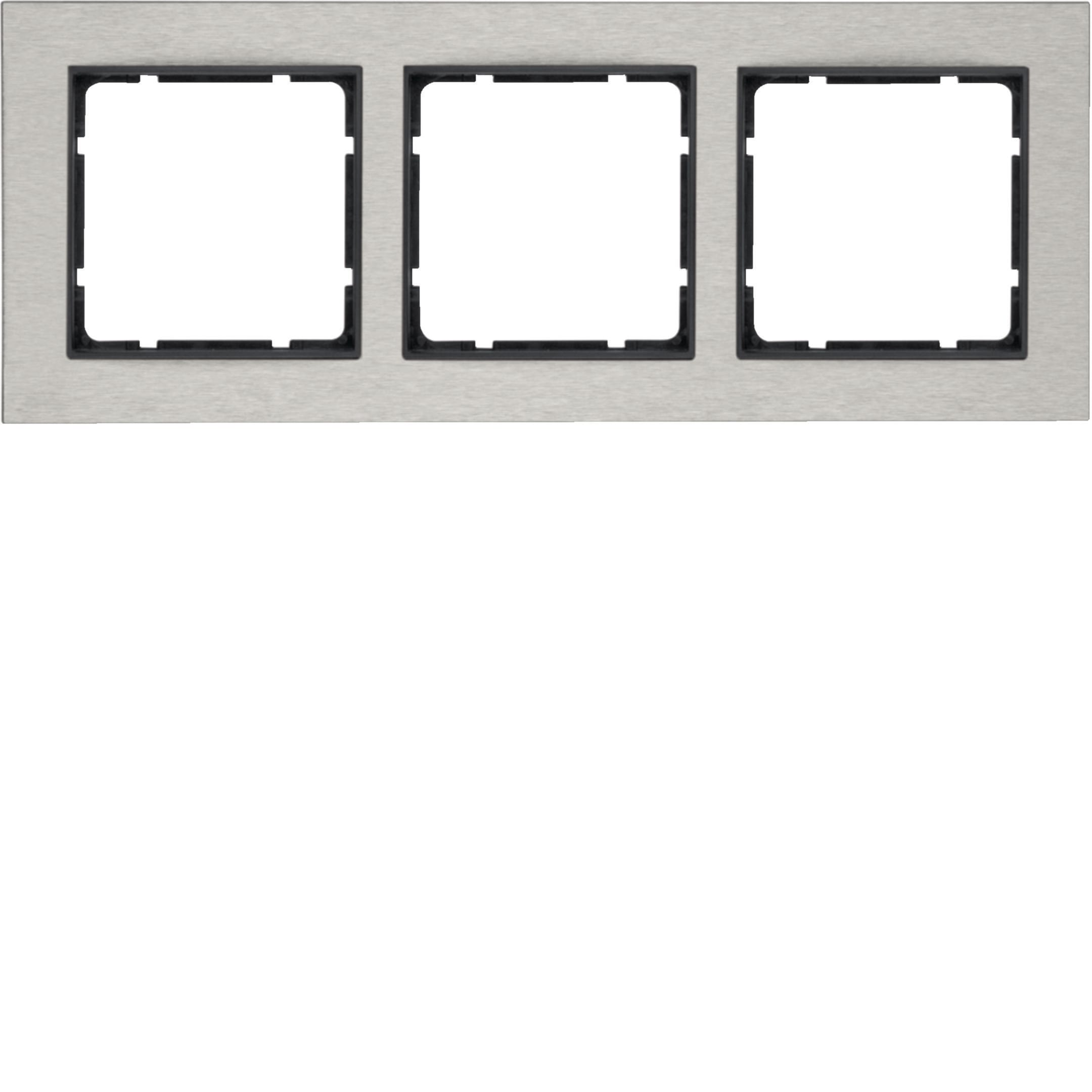 HAGER BOCCHIOTTI - Cornice tripla orizz. Serie B.7 acciaio inox/antrac.opaco, metallo spazzolato