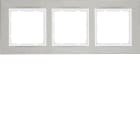 HAGER BOCCHIOTTI - Cornice tripla orizz. Serie B.7 acciaio inox/bianco polare opaco, metallo spazz.