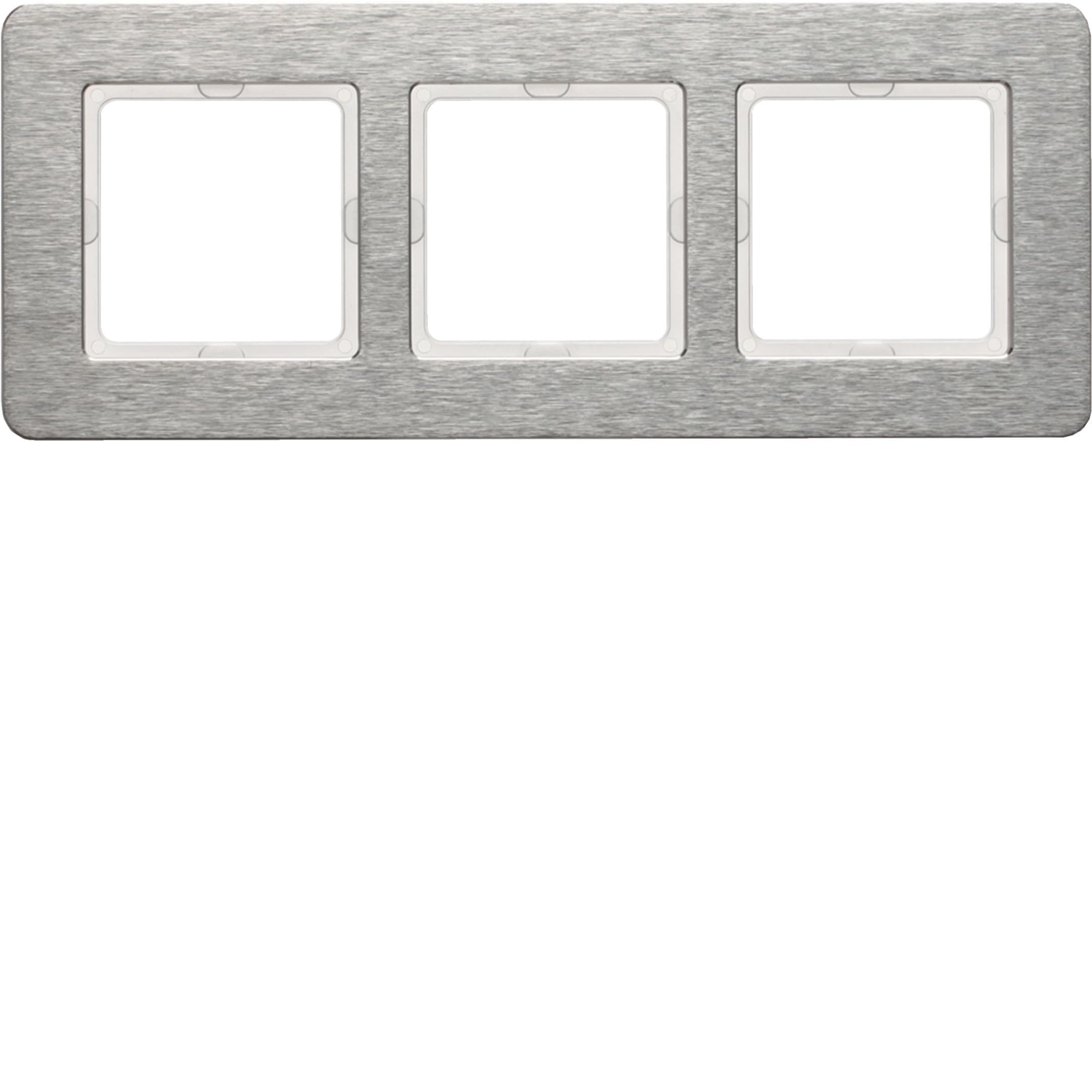 HAGER BOCCHIOTTI - Cornice tripla orizz. Serie Q.7 acciao inossidabile, metallo spazzolato