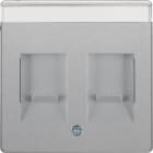 HAGER BOCCHIOTTI - Pezzo c.le con 2 otturatori antipolvere Serie Q.1/Q.3 alu vellut, vern.