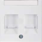 HAGER BOCCHIOTTI - Pezzo c.le con 2 otturatori antipolvere Serie S.1/B.3/B.7 bianco pol. luc.