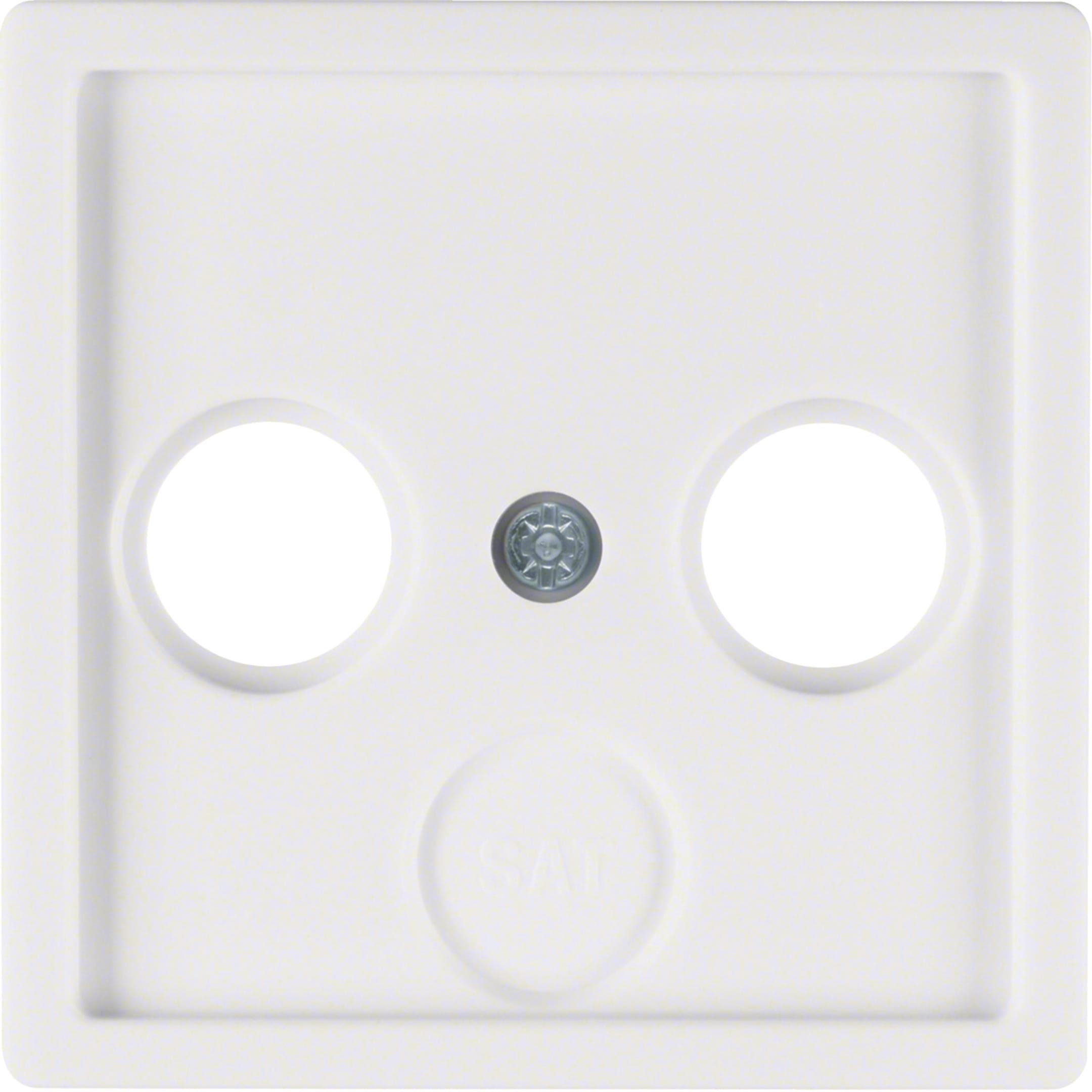 HAGER BOCCHIOTTI - Pezzo centrale per presa TV doppia/tripla Berker Q.1/Q.3 bianco polare velluto