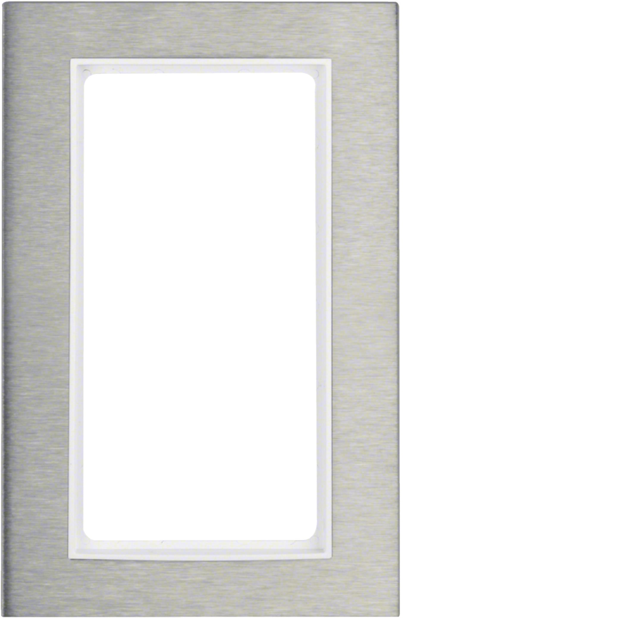 HAGER BOCCHIOTTI - Cornice con finestra grande Serie B.7 acciaio inox/bianco pol. opac met. spazz.