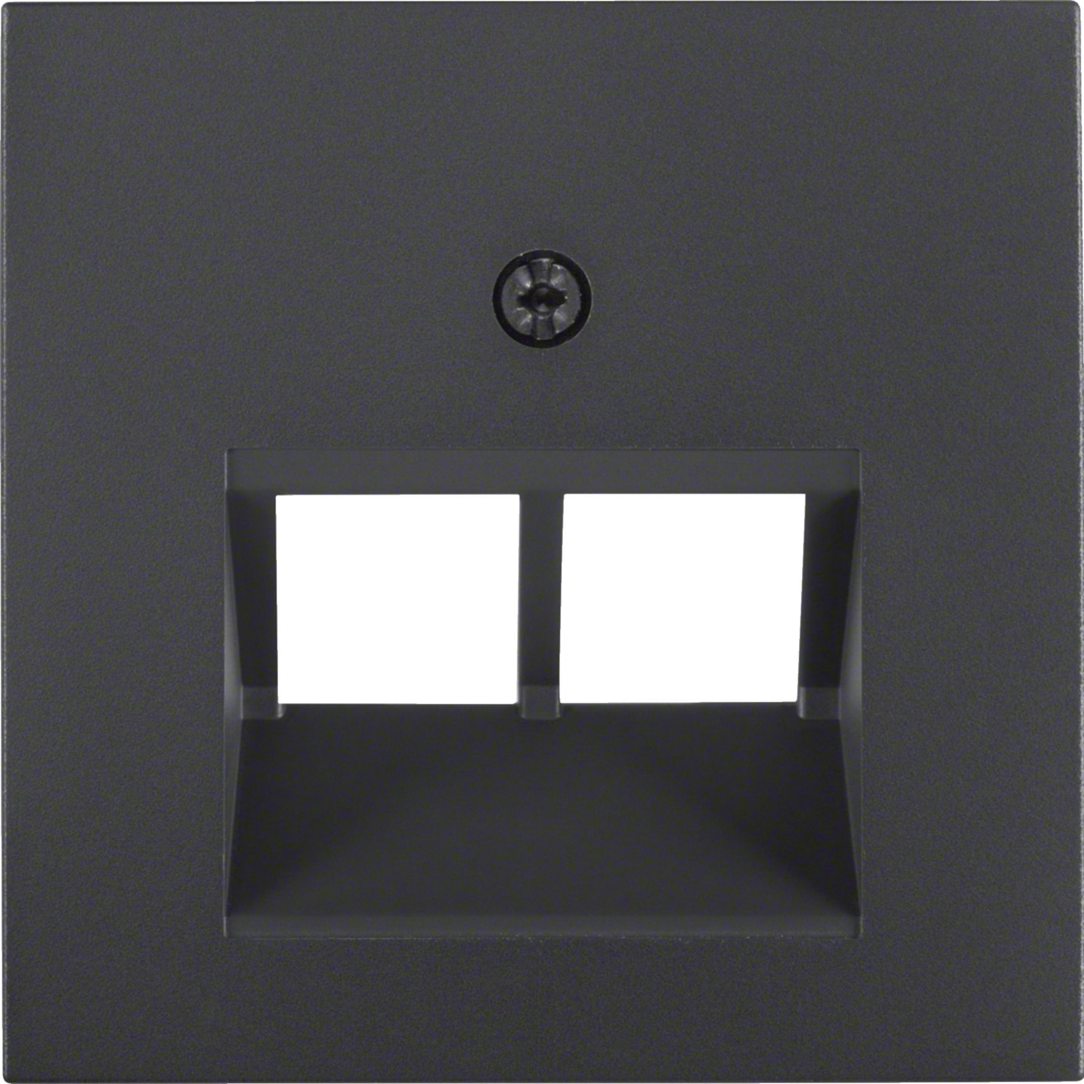 HAGER BOCCHIOTTI - Pezzo centrale per presa RJ universale doppio Berker B.3/B.7 antracite opaco