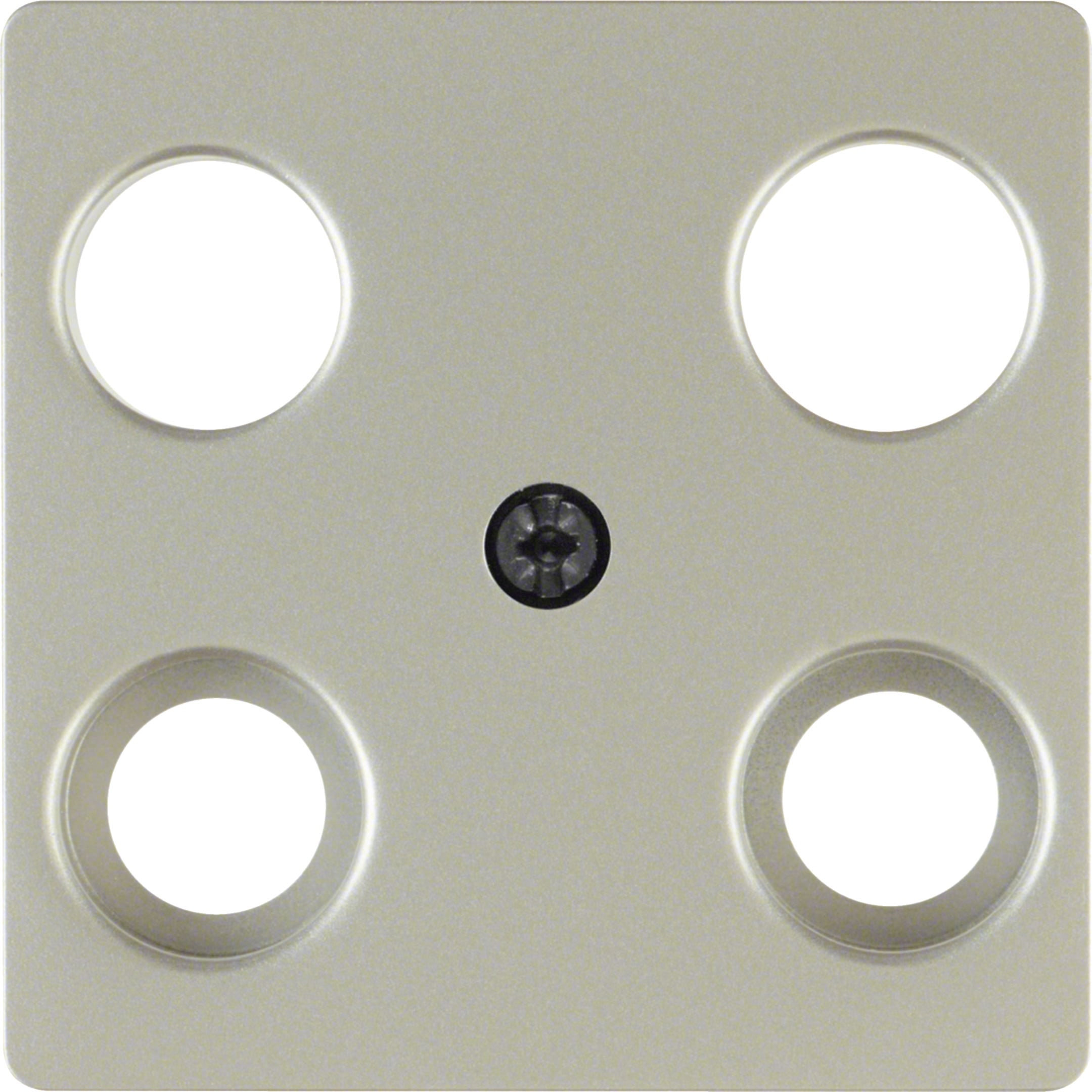 HAGER BOCCHIOTTI - Mascherina c.le x presa TV quadrupla HIRSCH. acciaio inox opaco,