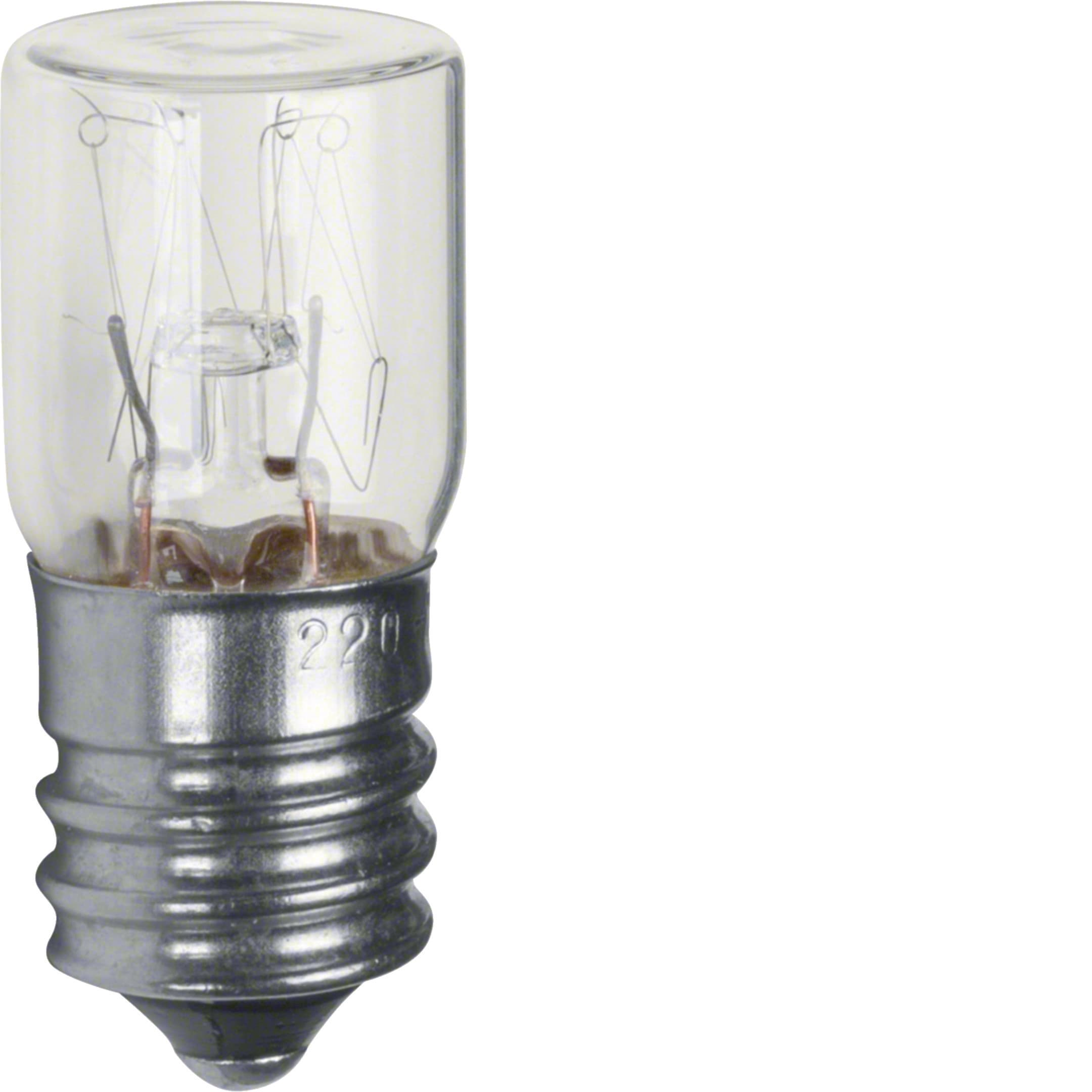 HAGER BOCCHIOTTI - Lampada a incandescenza E14 x spia lum. con calotta piatta chiaro, trasparente