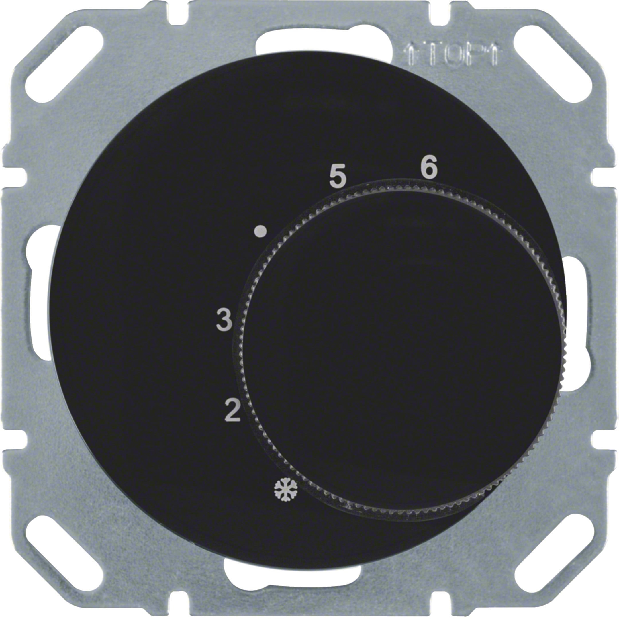 HAGER BOCCHIOTTI - Termostato, contatto di commutazione, + pezzo c.le Serie R.1/R.3 nero lucido
